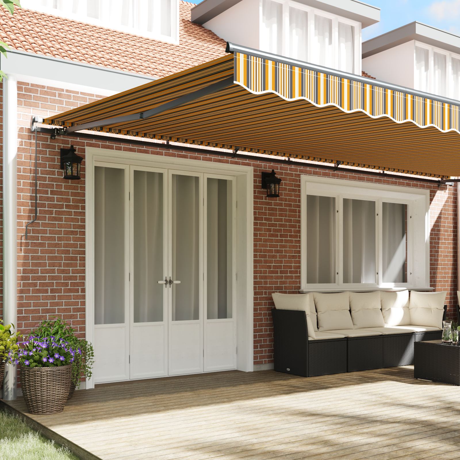 vidaXL Handmatige Uittrekbare Zonwering Multicolor Streep 600 x 300 cm