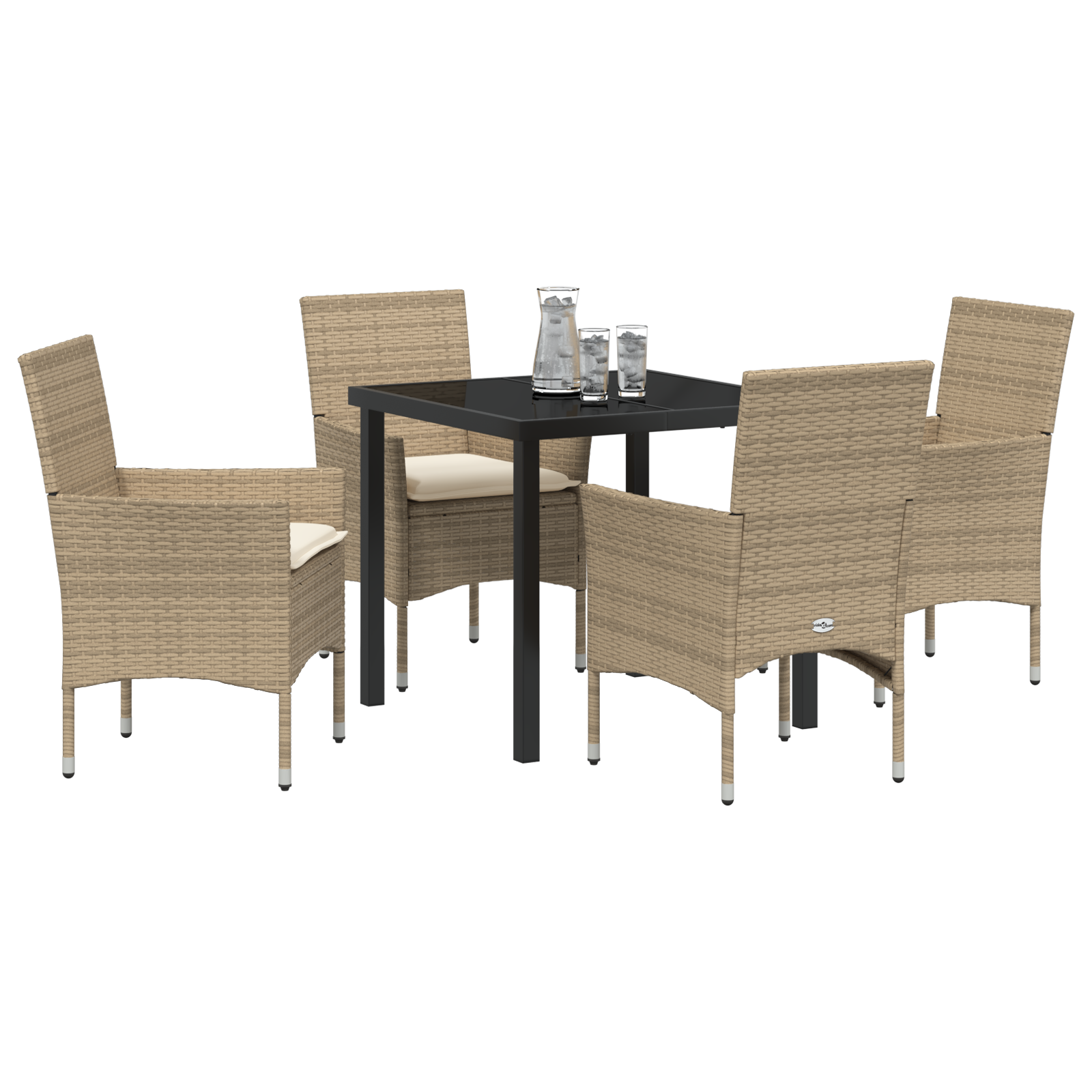 vidaXL 5-delige tuinset met kussens - Beige Poly Rattan