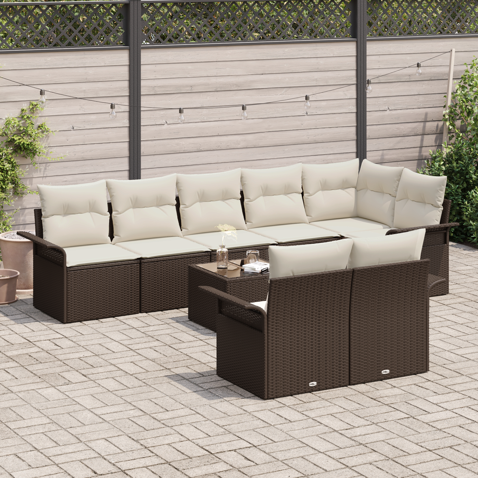 vidaXL 8-delige tuinset met kussens - grijs poly rattan