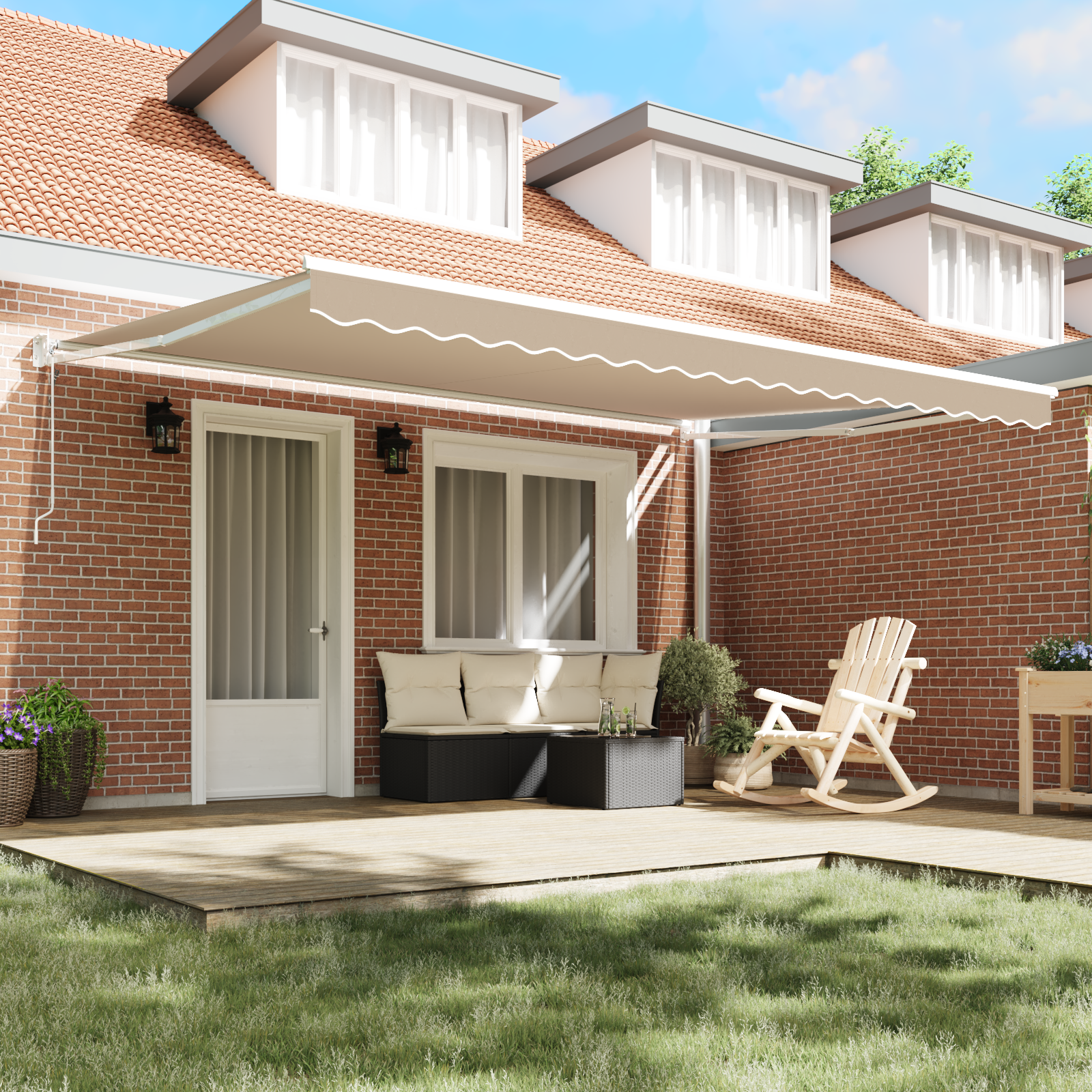 vidaXL Automatische Uittrekbare Luifel Beige 450x300 cm