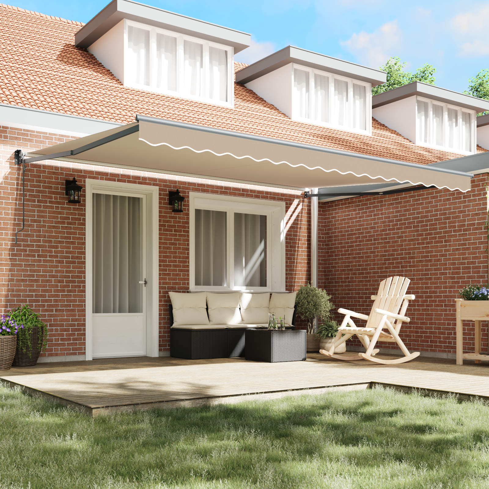 vidaXL Automatische Uittrekbare Zonnescherm Beige 450x300 cm
