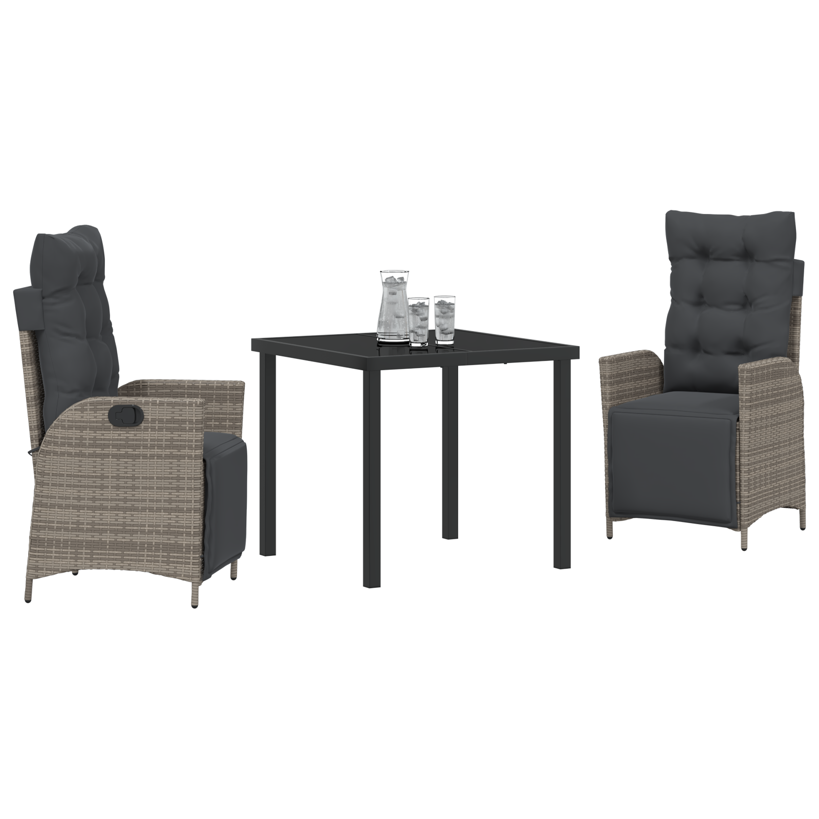 vidaXL 3-delige Tuinset Grijs Poly Rattan