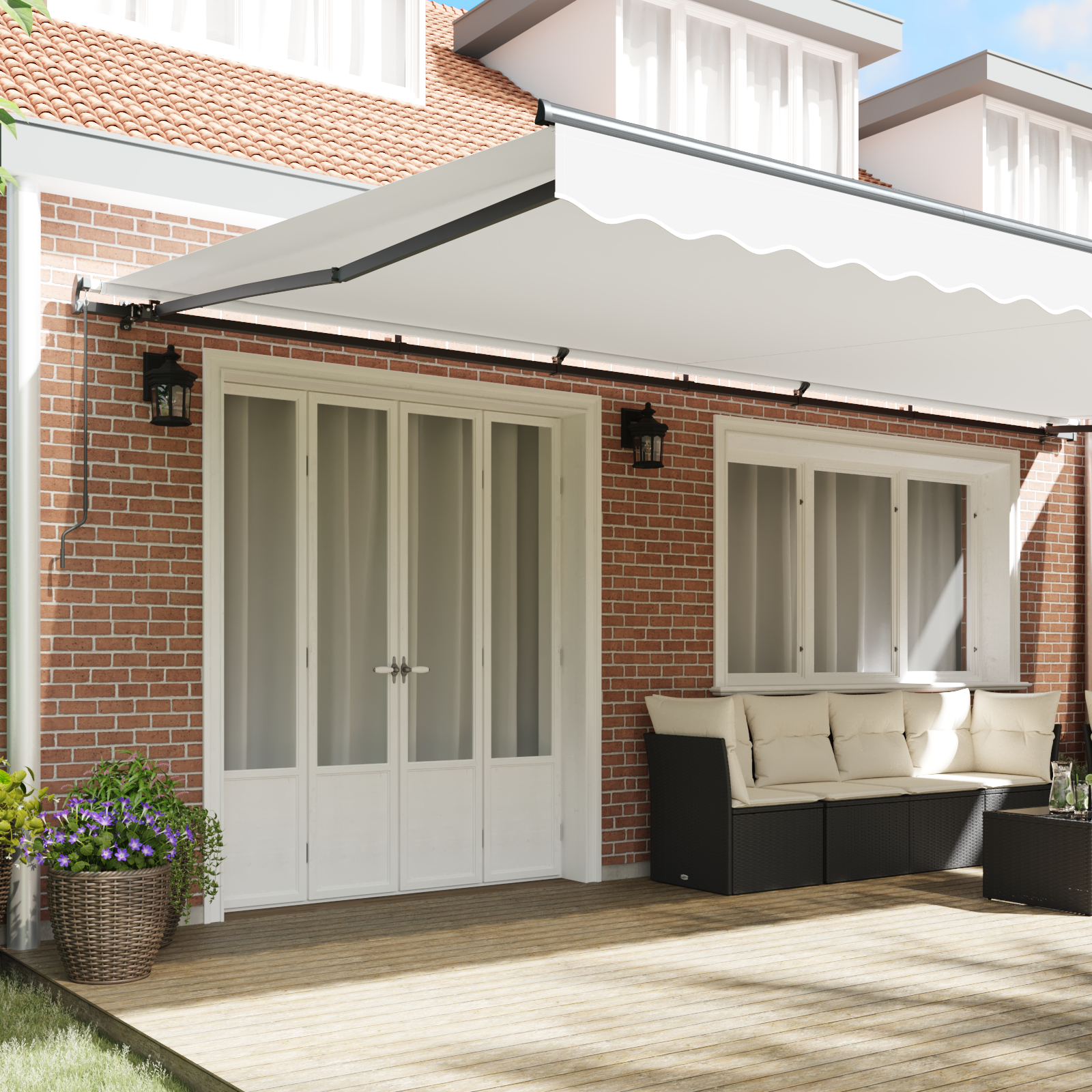 vidaXL Handmatige Uittrekbare Luifel Wit 600 x 300 cm
