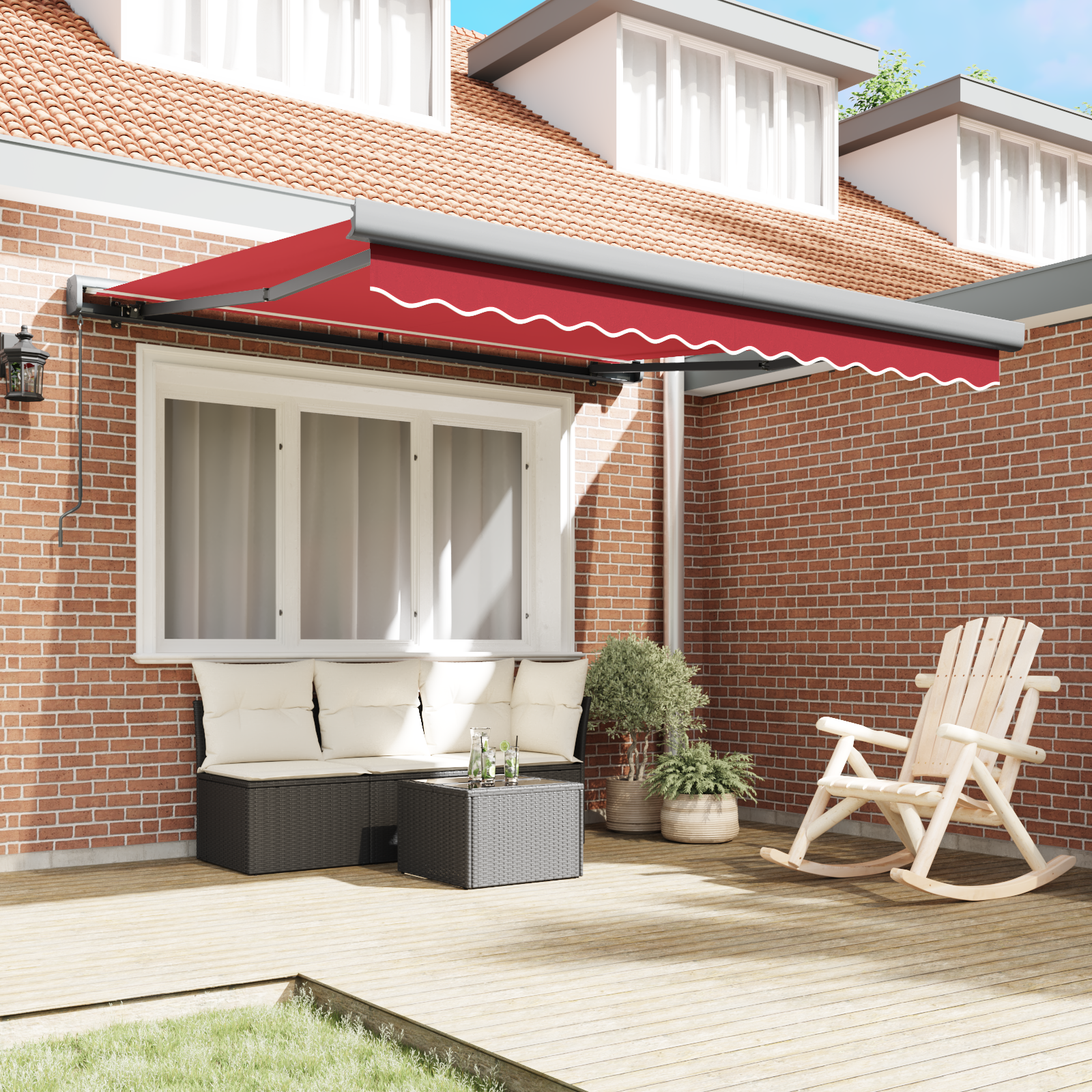 vidaXL Luifel handmatig uitschuifbaar 300x250 cm rood