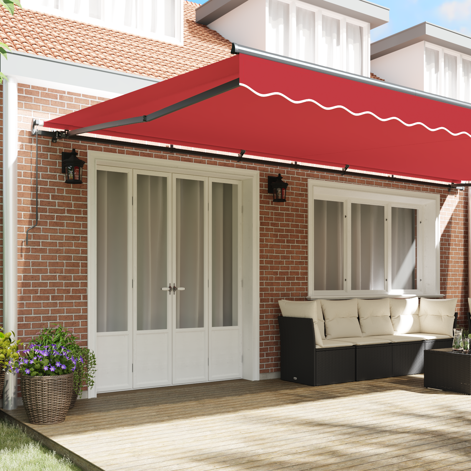 vidaXL Handbediend Uittrekbaar Ligbed Rood 600x300 cm