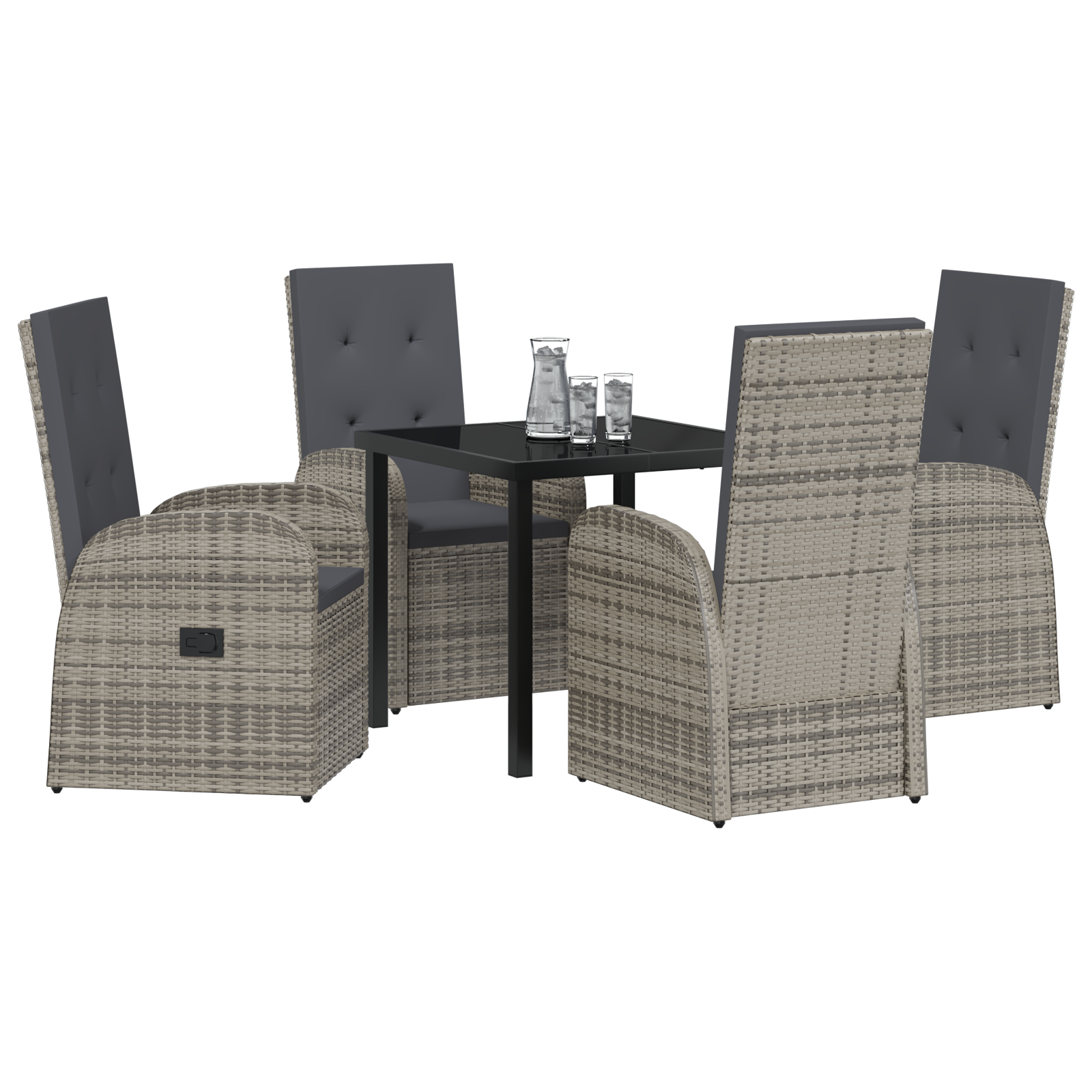 vidaXL 5-delige Tuinset met Kussens Grijs Poly Rattan