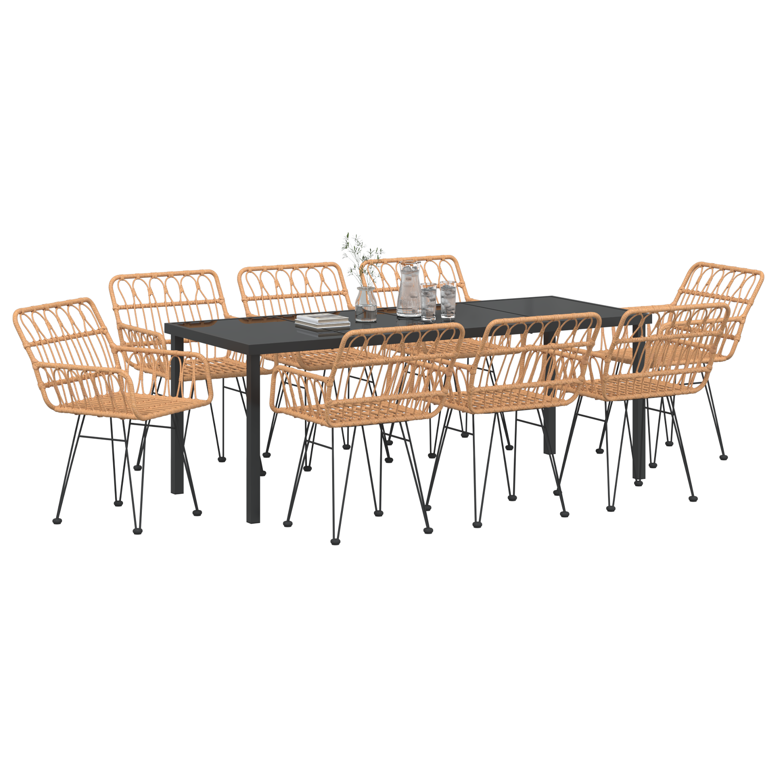 vidaXL 9-delige tuinset Bruin Poly Rattan
