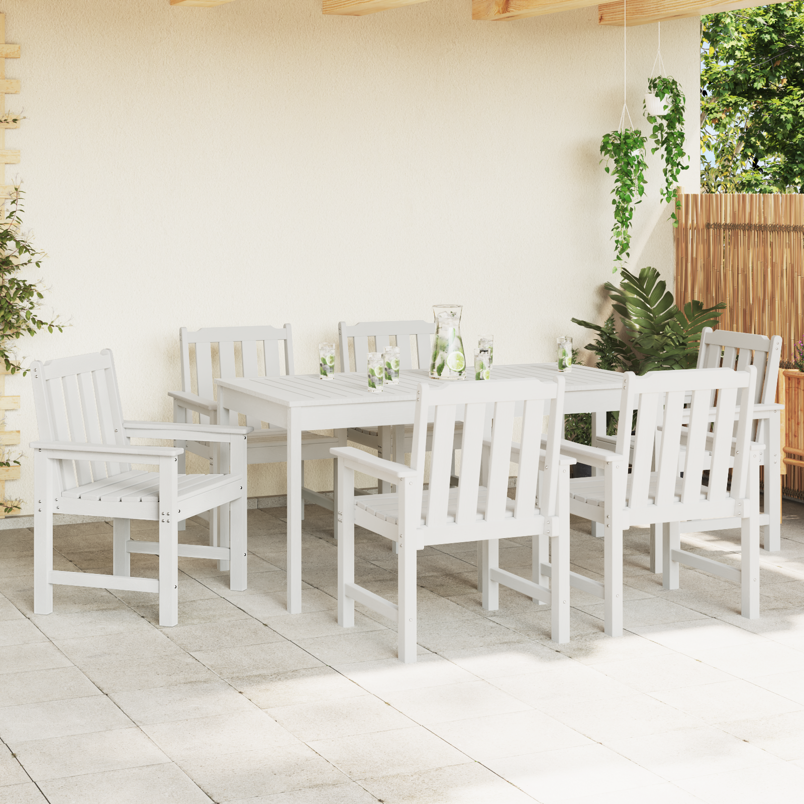 vidaXL Tuinstoelen 6 st 65,5x55,5x88 cm HDPE wit