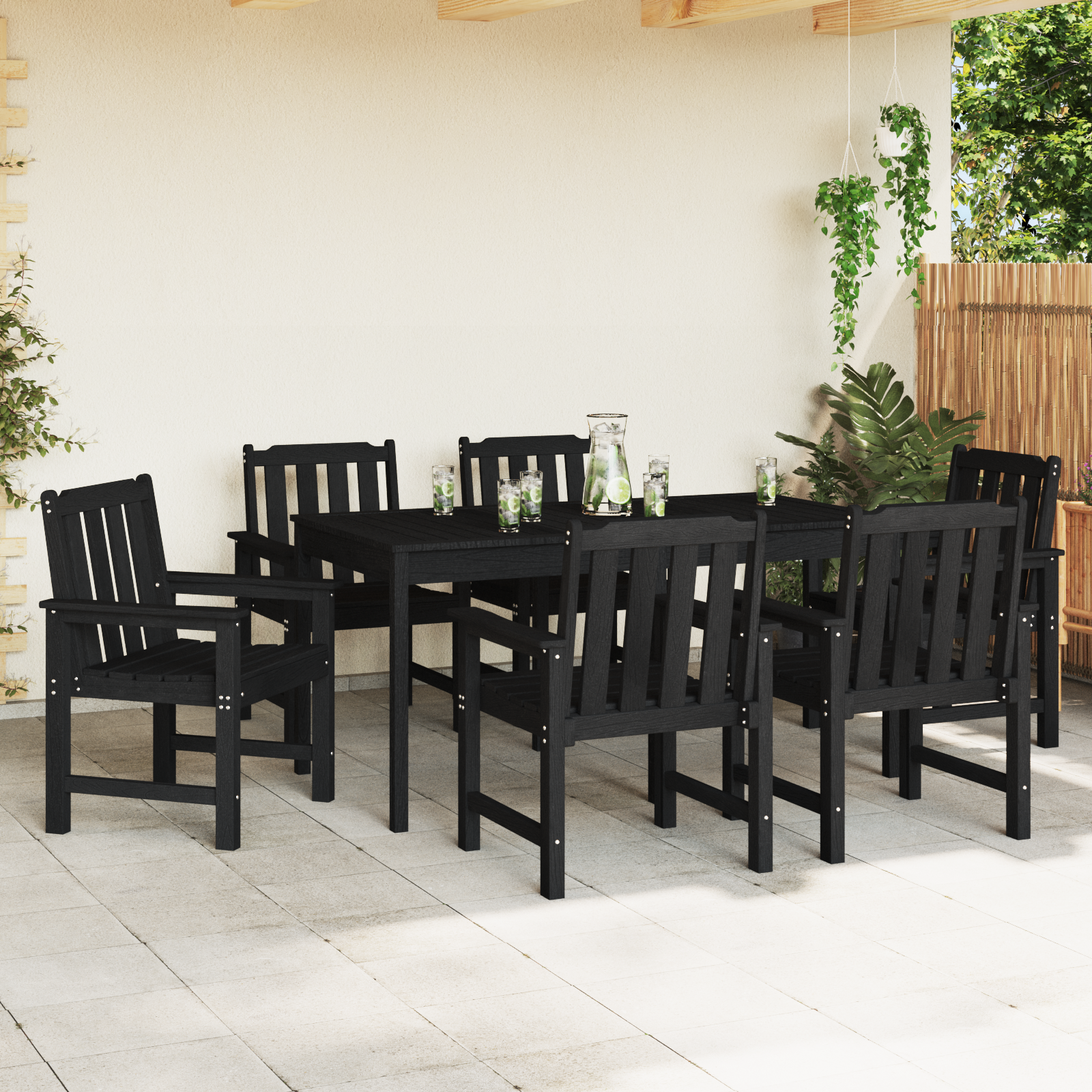 vidaXL Tuinstoelen 6 st 65,5x55,5x88 cm HDPE zwart