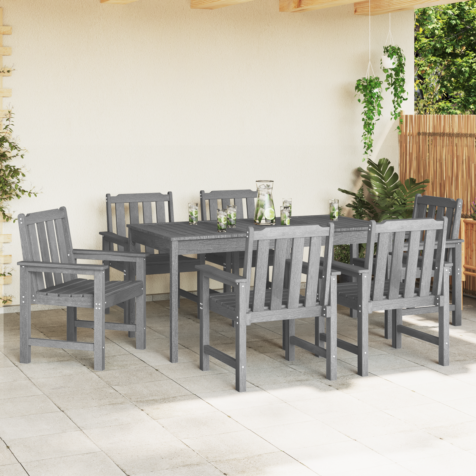 vidaXL Tuinstoelen 6 st 65,5x55,5x88 cm HDPE lichtgrijs