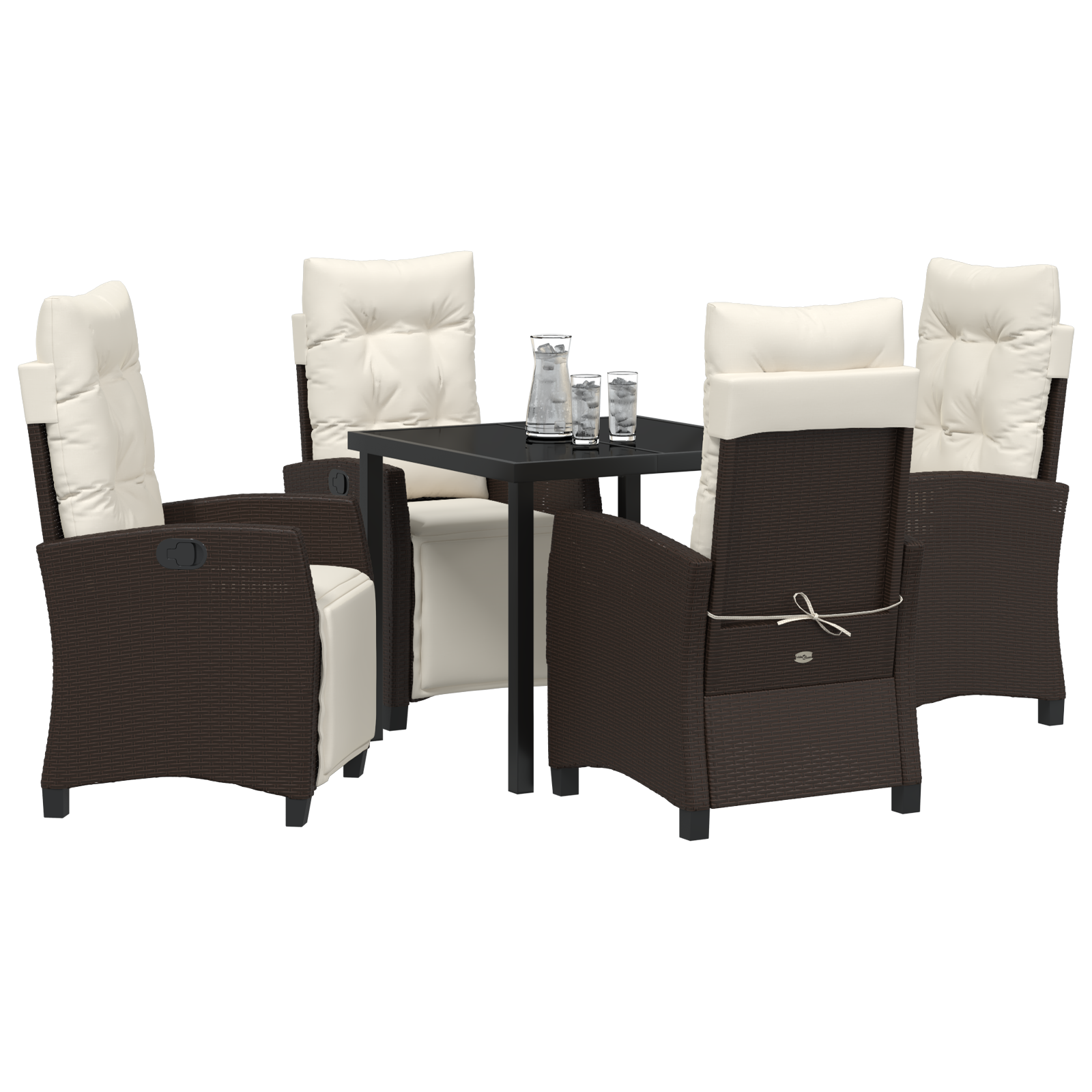 vidaXL 5-delige tuin eettafelset bruin poly rattan