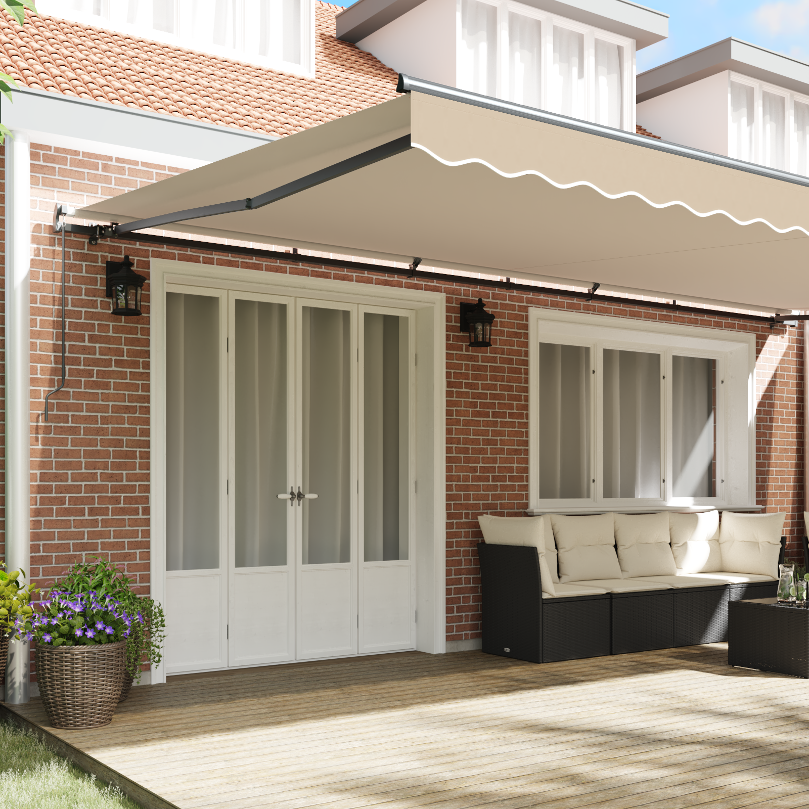 vidaXL Handmatig Uittrekbaar Zonnescherm Beige 600 x 300 cm