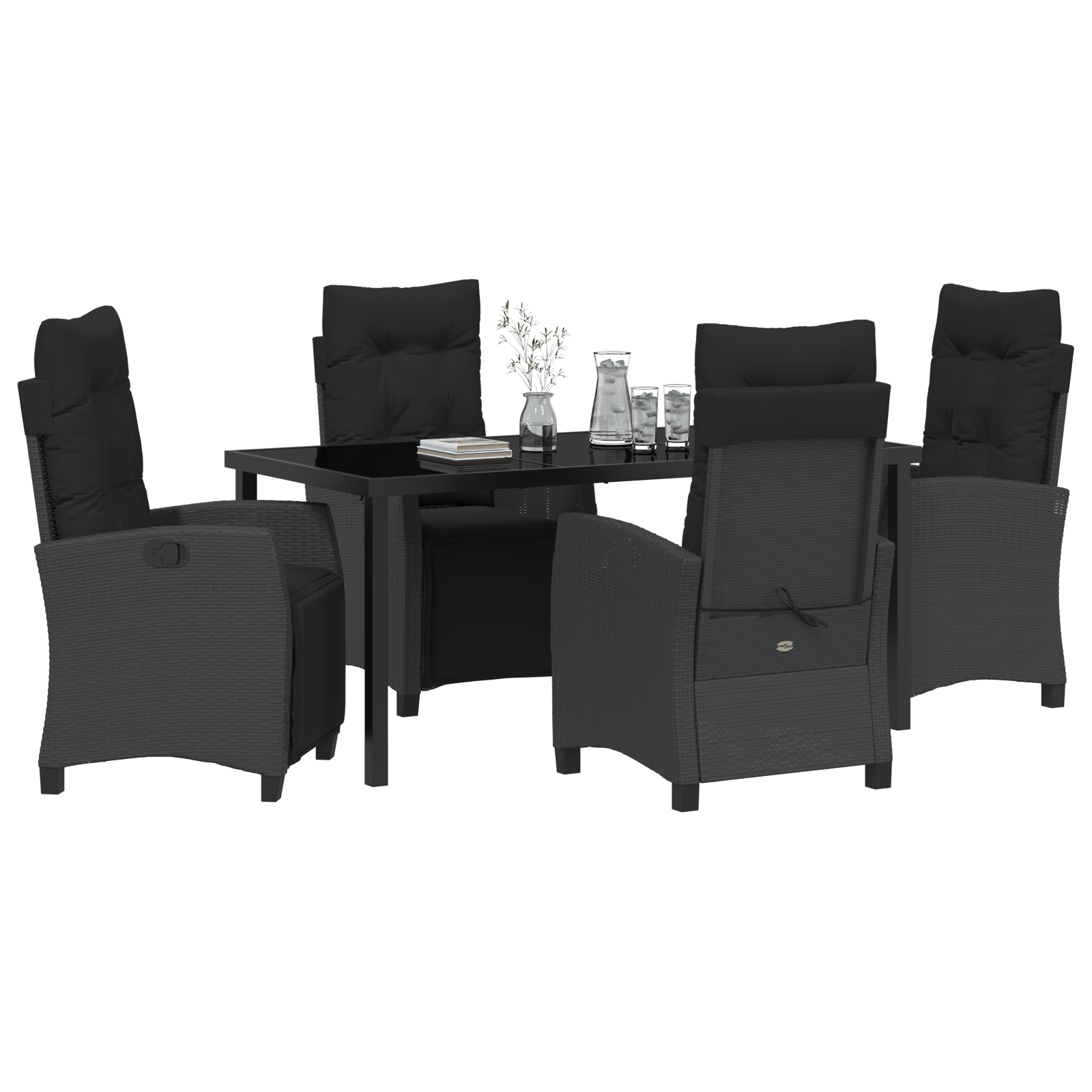 vidaXL 5-delige tuinset zwart poly rattan