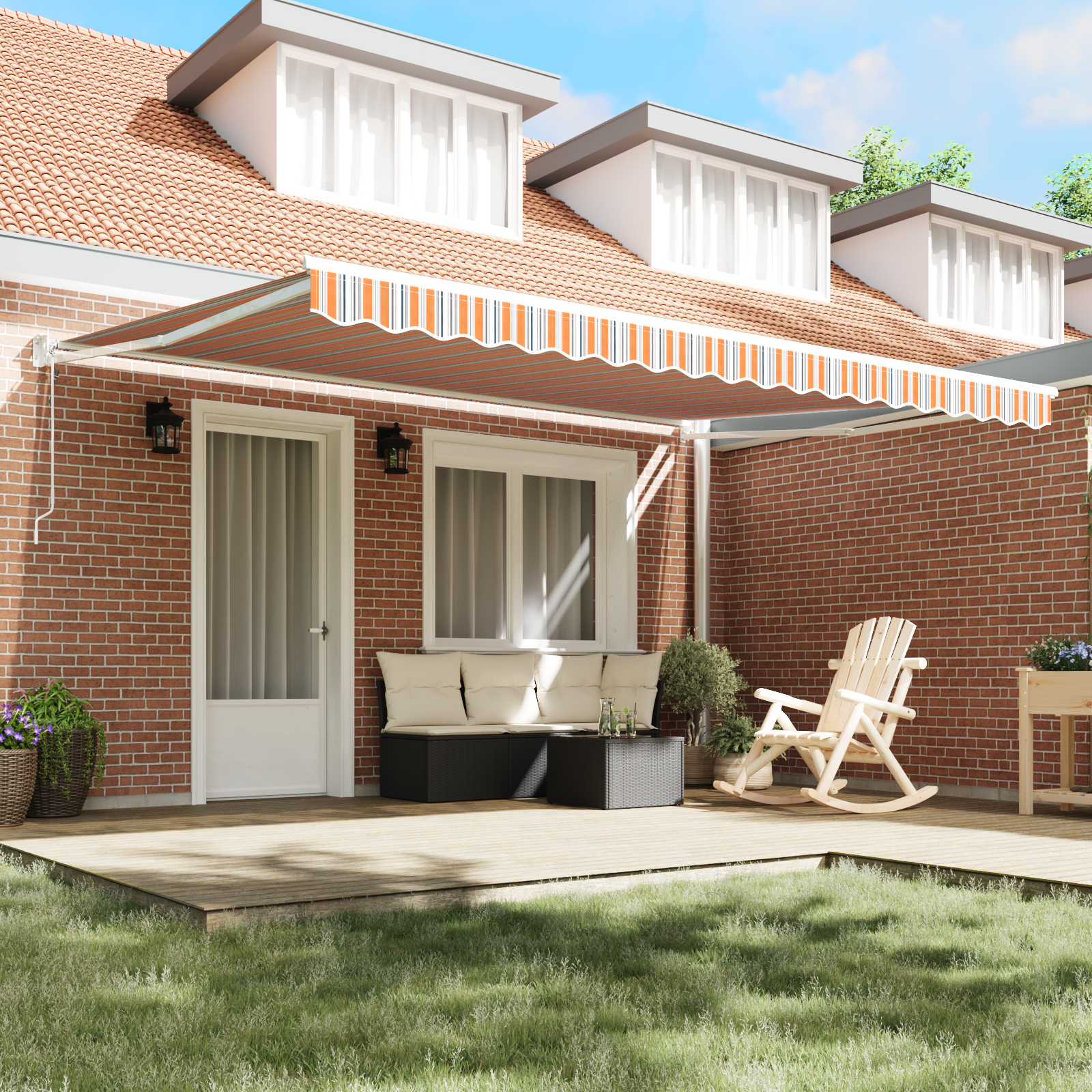 vidaXL Automatisch Uittrekbaar Ligbed Multicolor Streep 450x300 cm