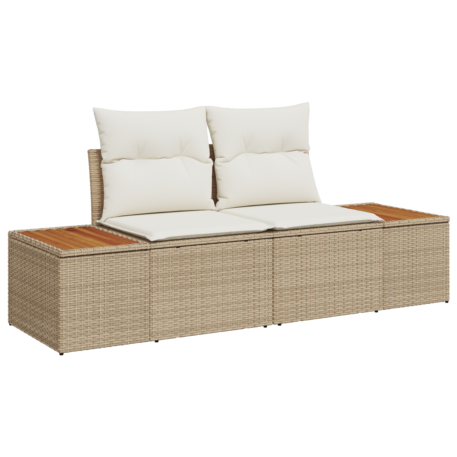 vidaXL 5-delige tuinset met kussens in beige poly riet en acacia