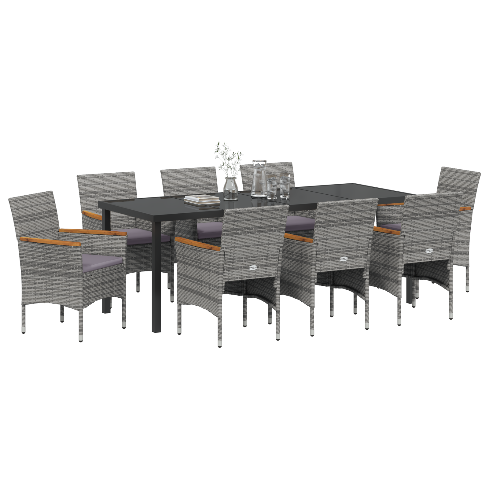 vidaXL 9-delige Tuin Eetset Grijs Poly Rattan