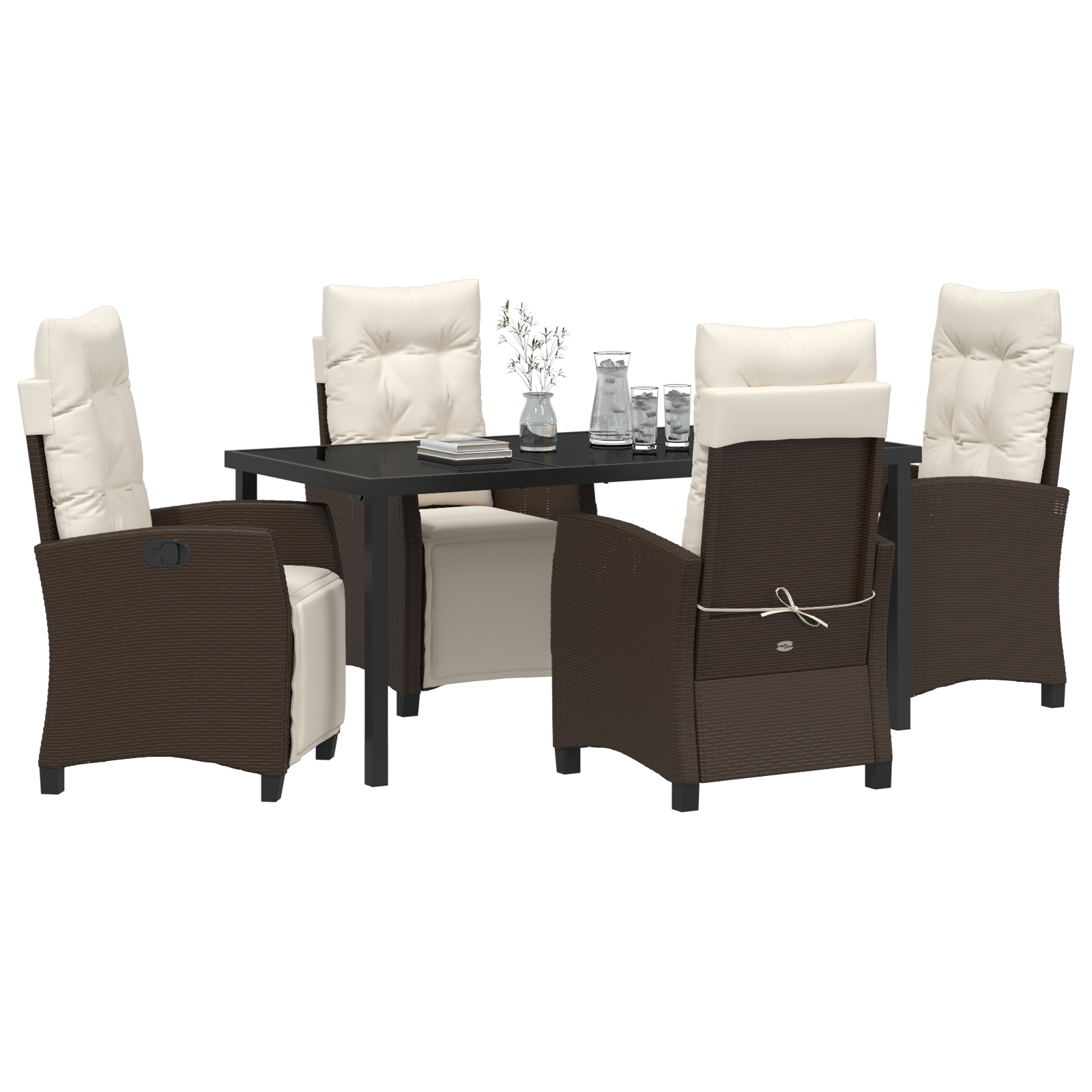 vidaXL 5-delige Tuin Eettafelset Bruin Poly Rattan