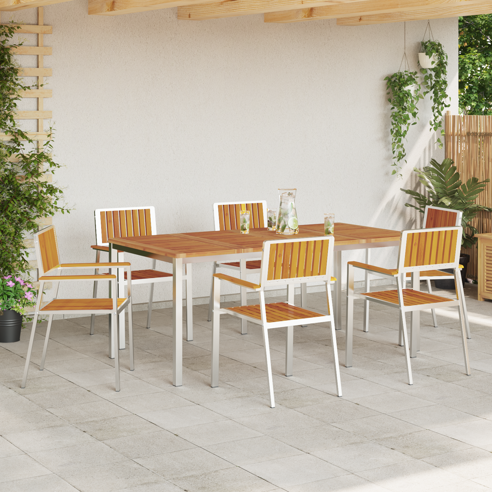vidaXL Tuinstoelen 6 st stapelbaar 54,5x56x87 cm massief acaciahout