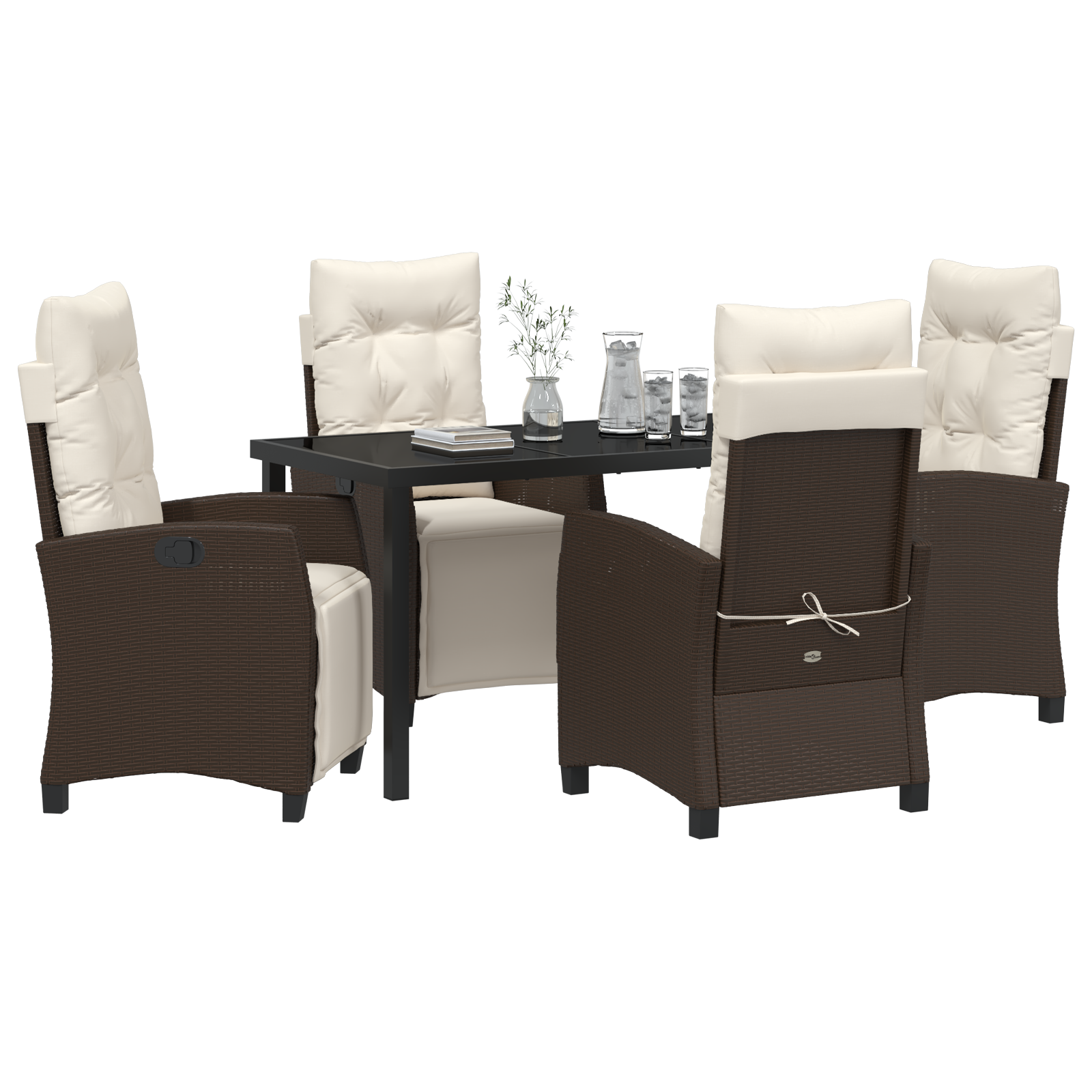 vidaXL 5-delige Tuinset Bruin van Poly Rattan
