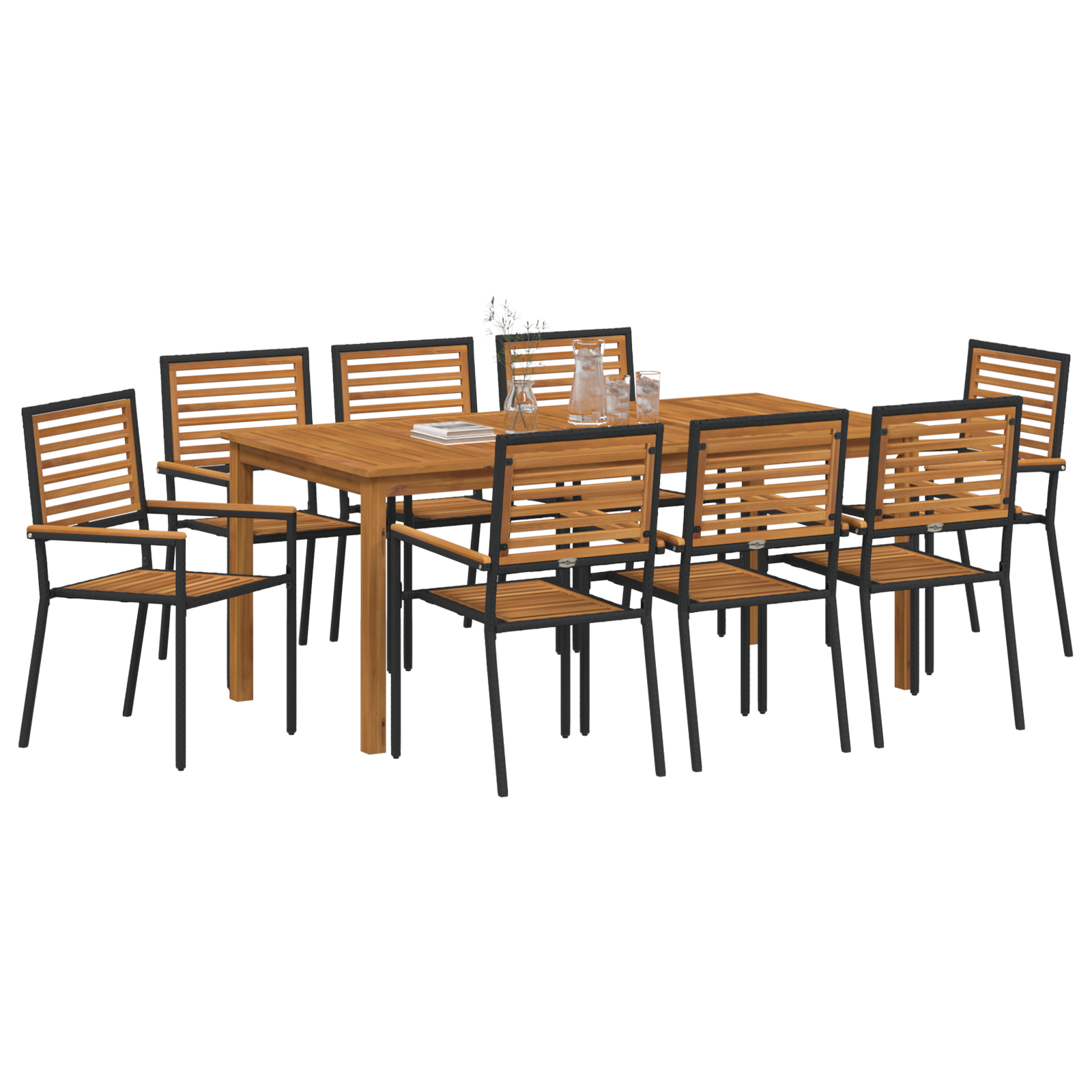 vidaXL 9-delige tuinset zwart poly rattan acacia