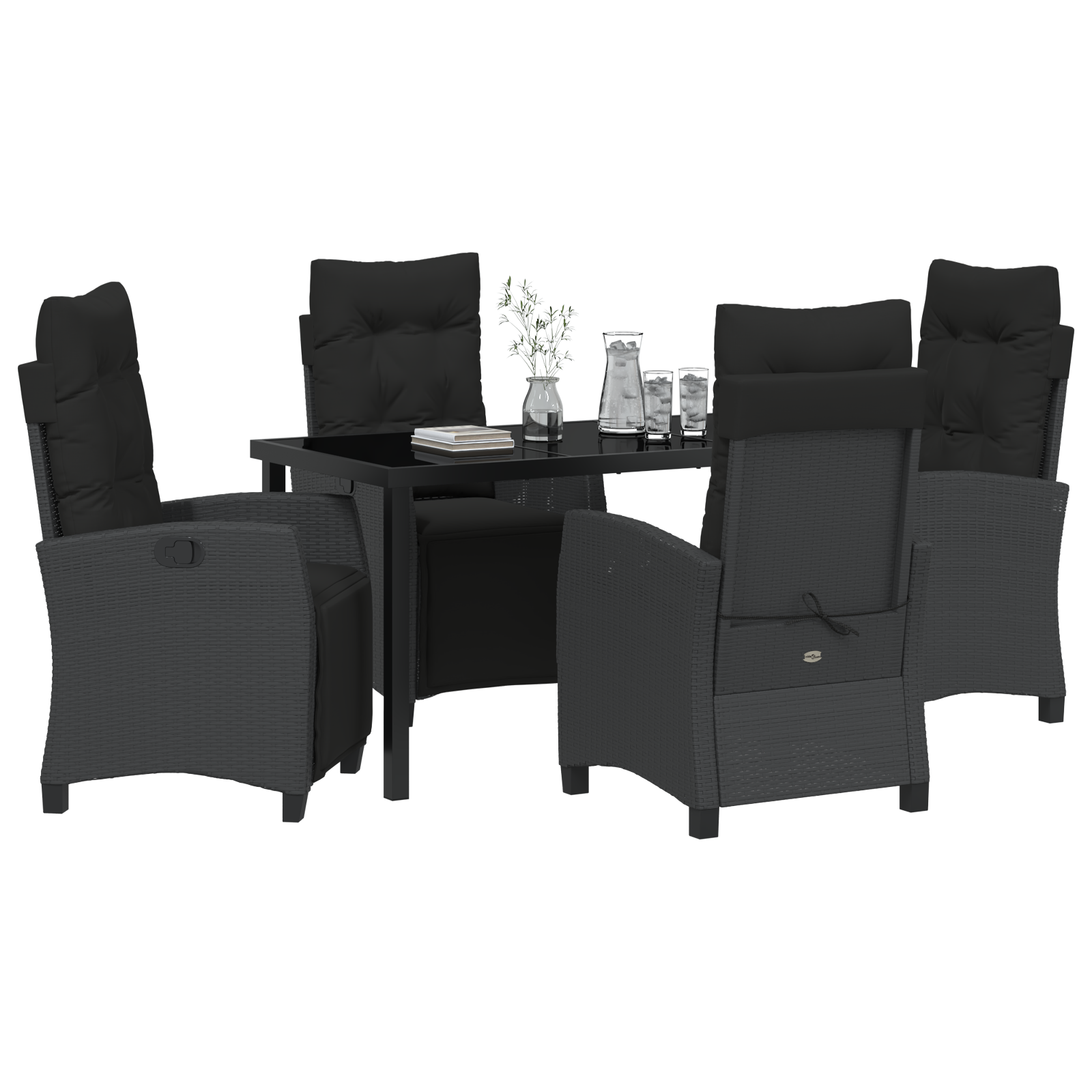 vidaXL 5-delige Tuin Eetset Zwart Poly Rattan