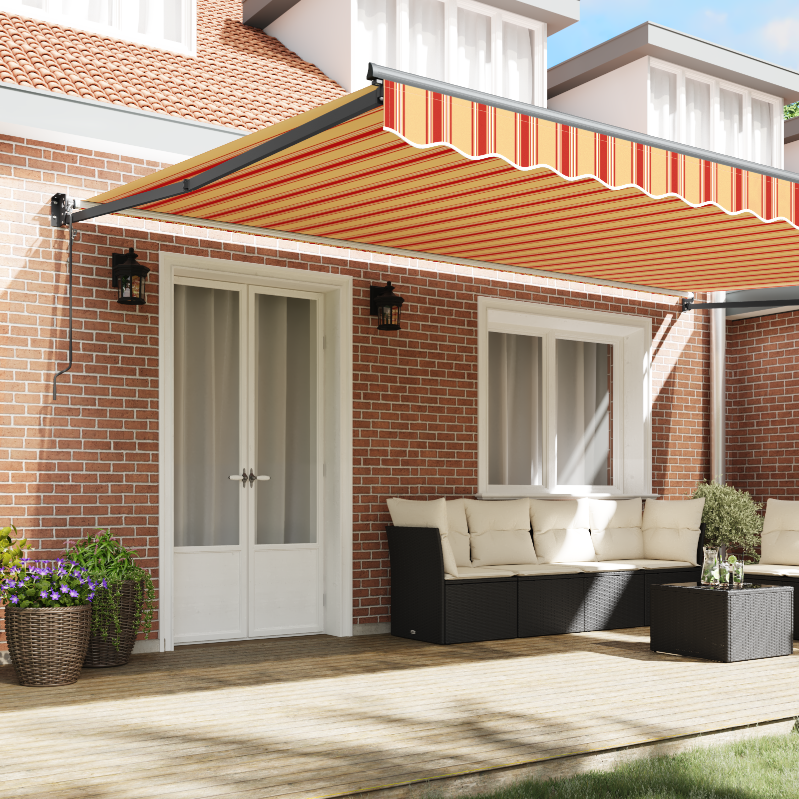vidaXL Automatische Uittrekbare Markies Crème en Oranje 500x300 cm