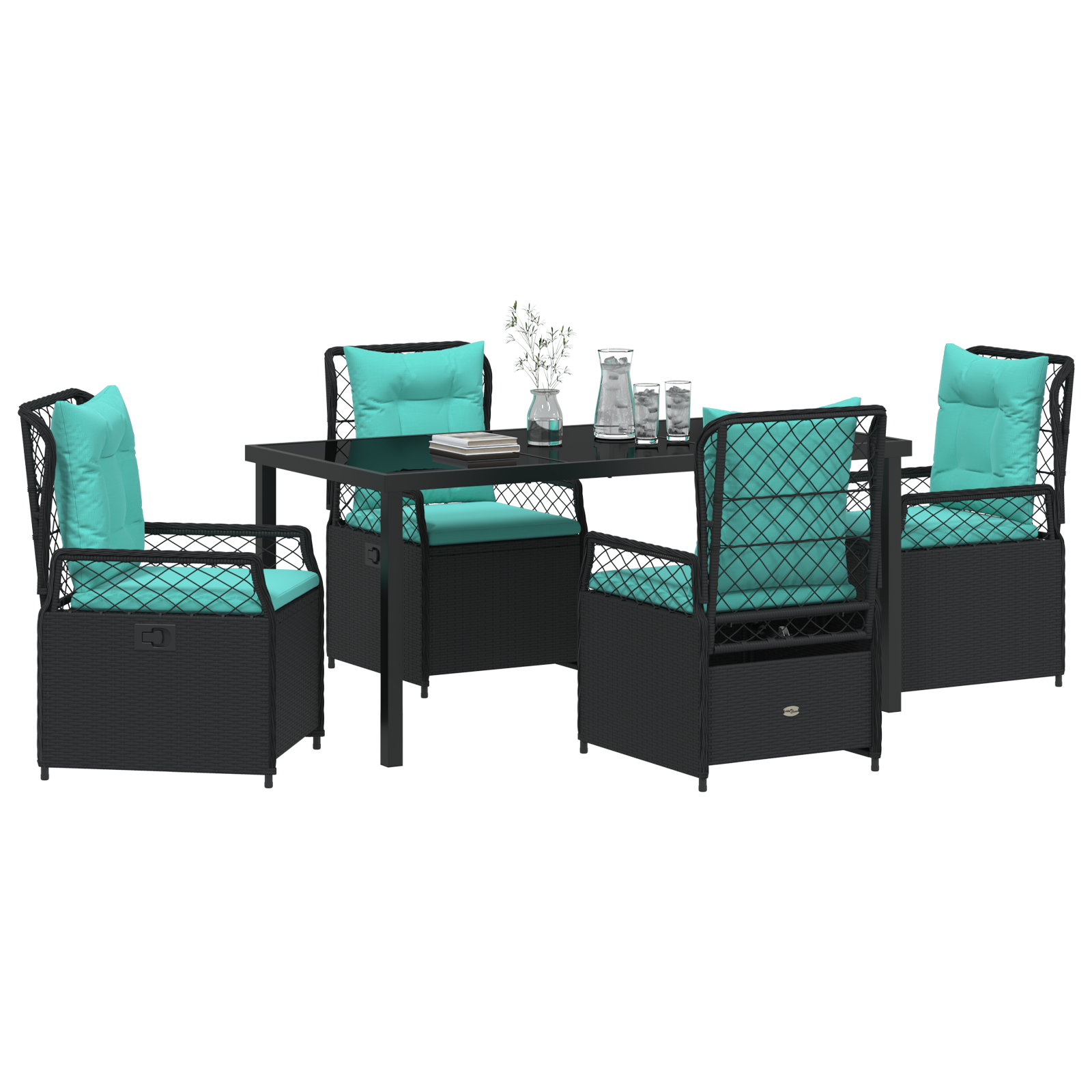 vidaXL 5-delige Tuin Eet Set Zwart Poly Rattan