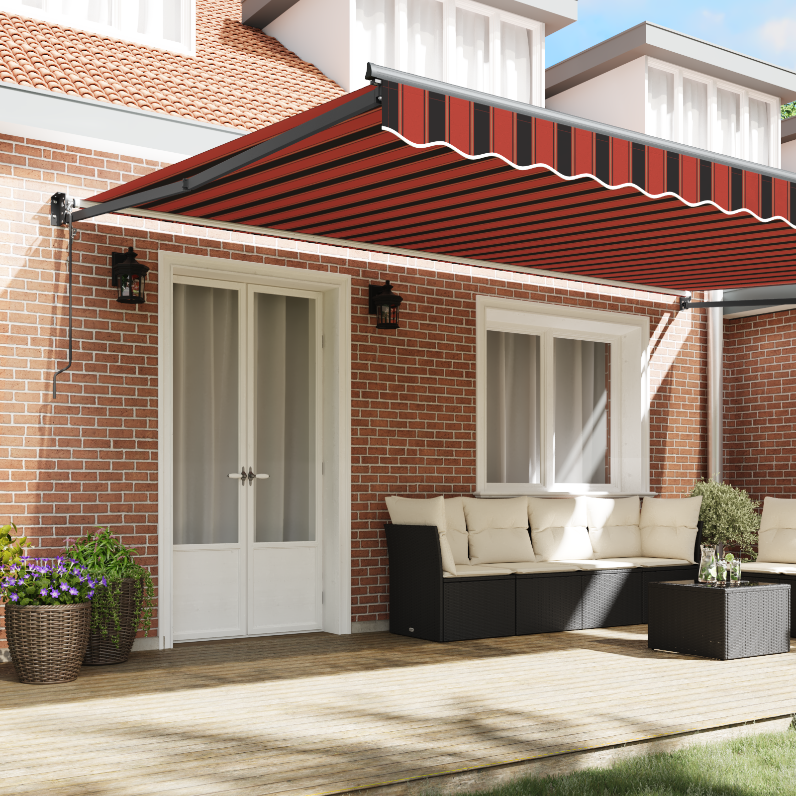 vidaXL Automatische Ingetrokken Zonwering Oranje en Bruin 500x300 cm