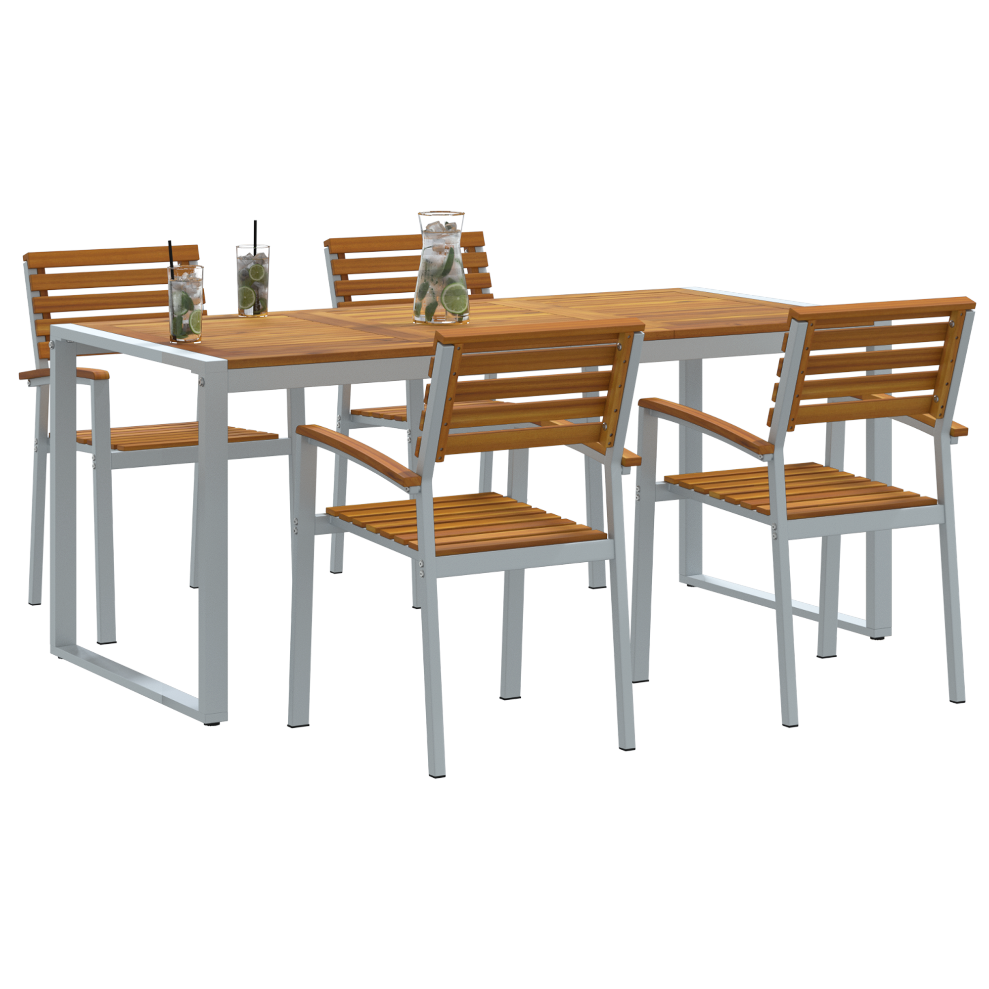 vidaXL 5-Piece Tuin Eetset Massief Hout Acacia en Metaal