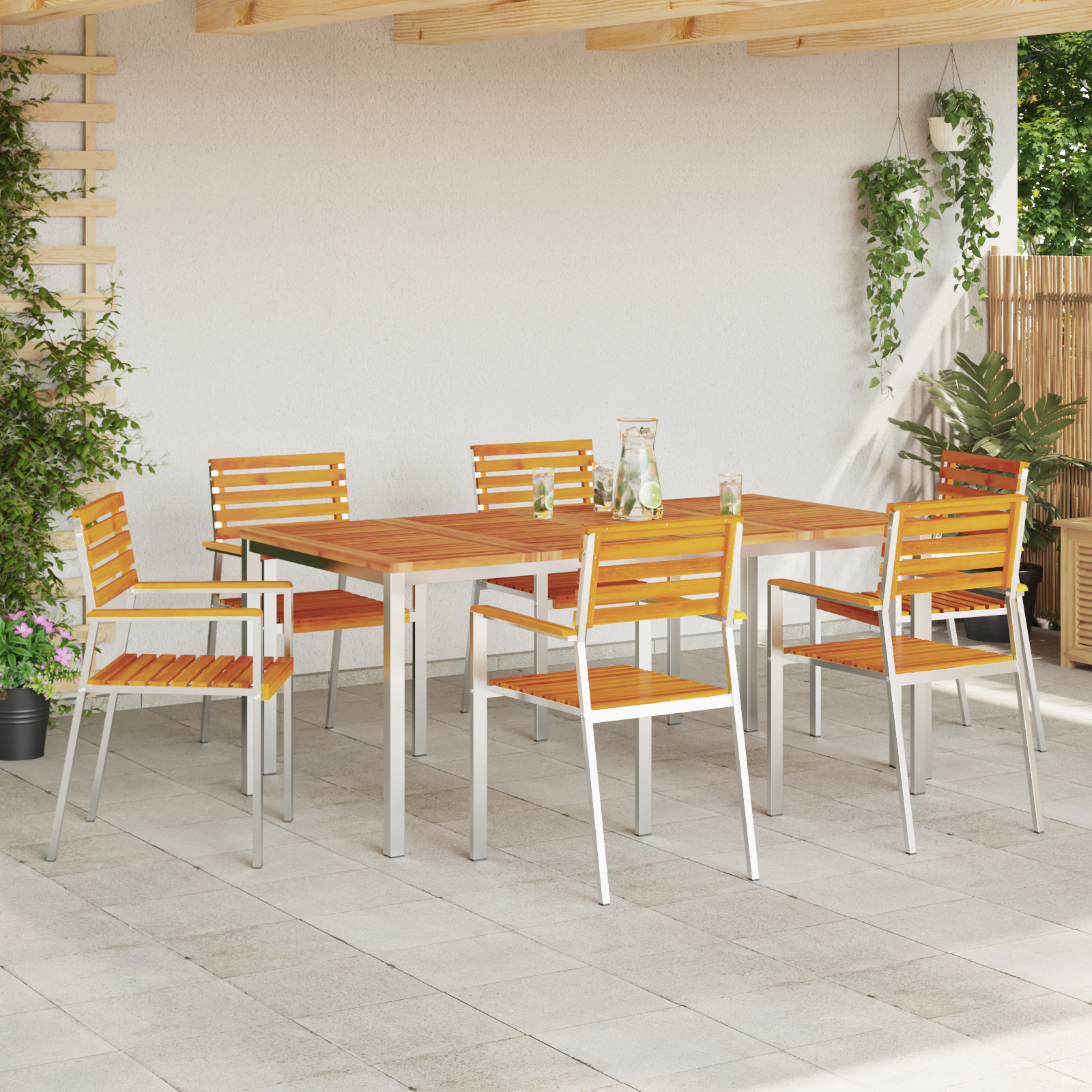 vidaXL Stapelbare Tuinstoelen 6 stuks 54,5x56x89 cm Massief Acaciahout