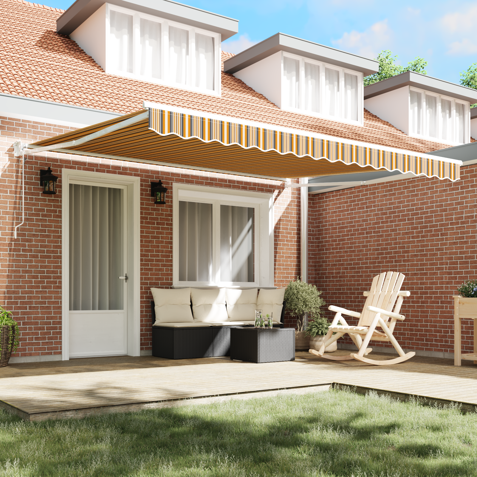 vidaXL Automatisch Uittrekbaar Ligbed Multikleur Streep 400x300 cm