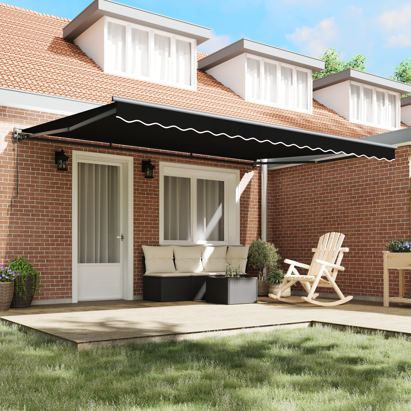 vidaXL Elektrische Oprolbare Luifel in Zwart, 450 x 300 cm
