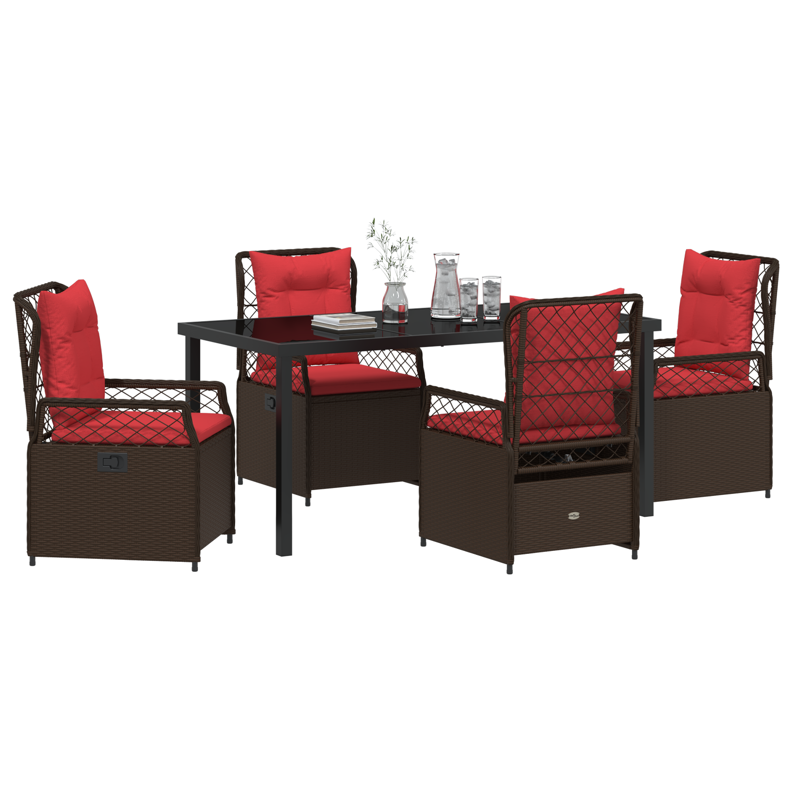 vidaXL 5-delige tuinset Bruin Poly Rattan