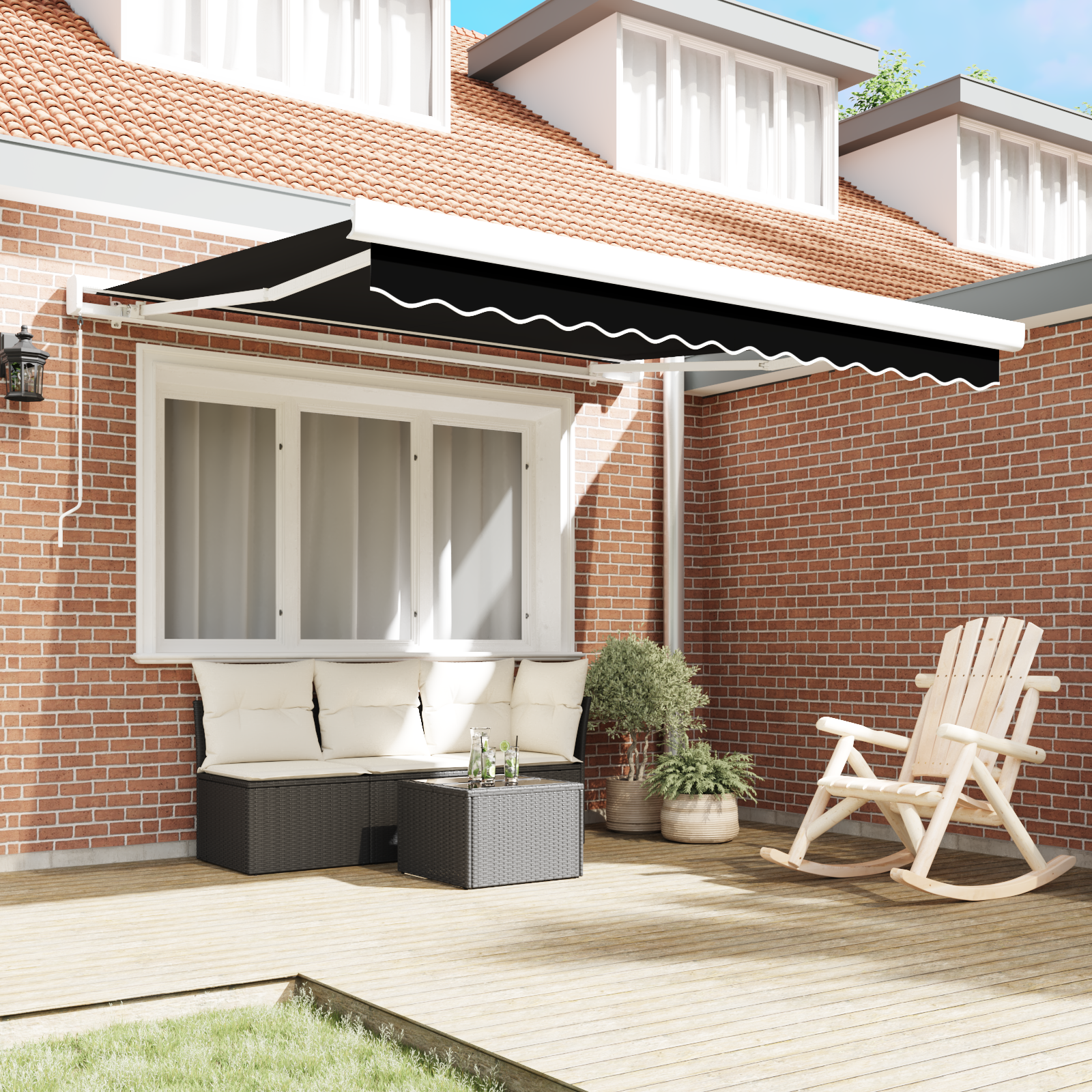 vidaXL Luifel handmatig uitschuifbaar 300x250 cm zwart