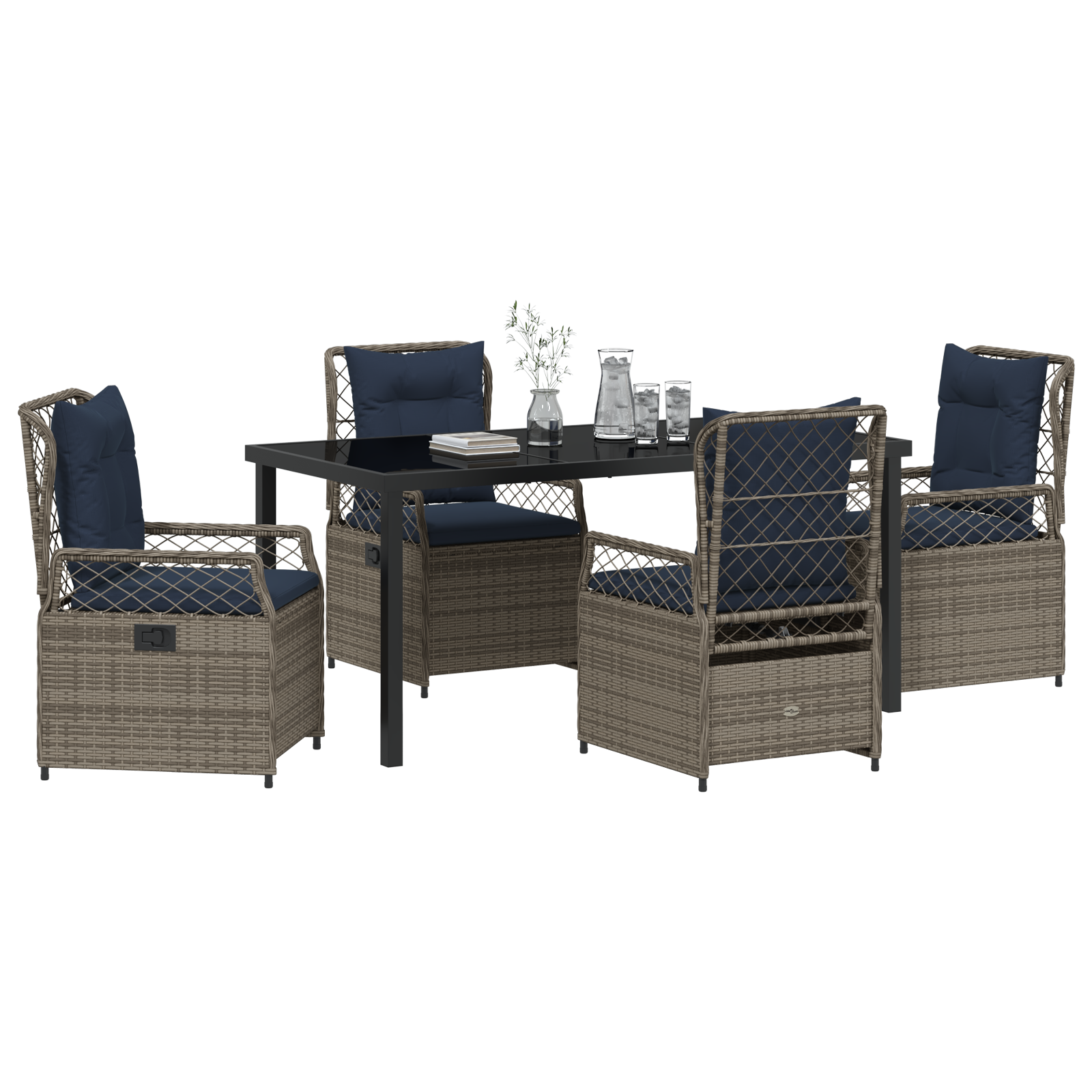 vidaXL 5-delige Tuin Eetset Grijze Poly Rattan