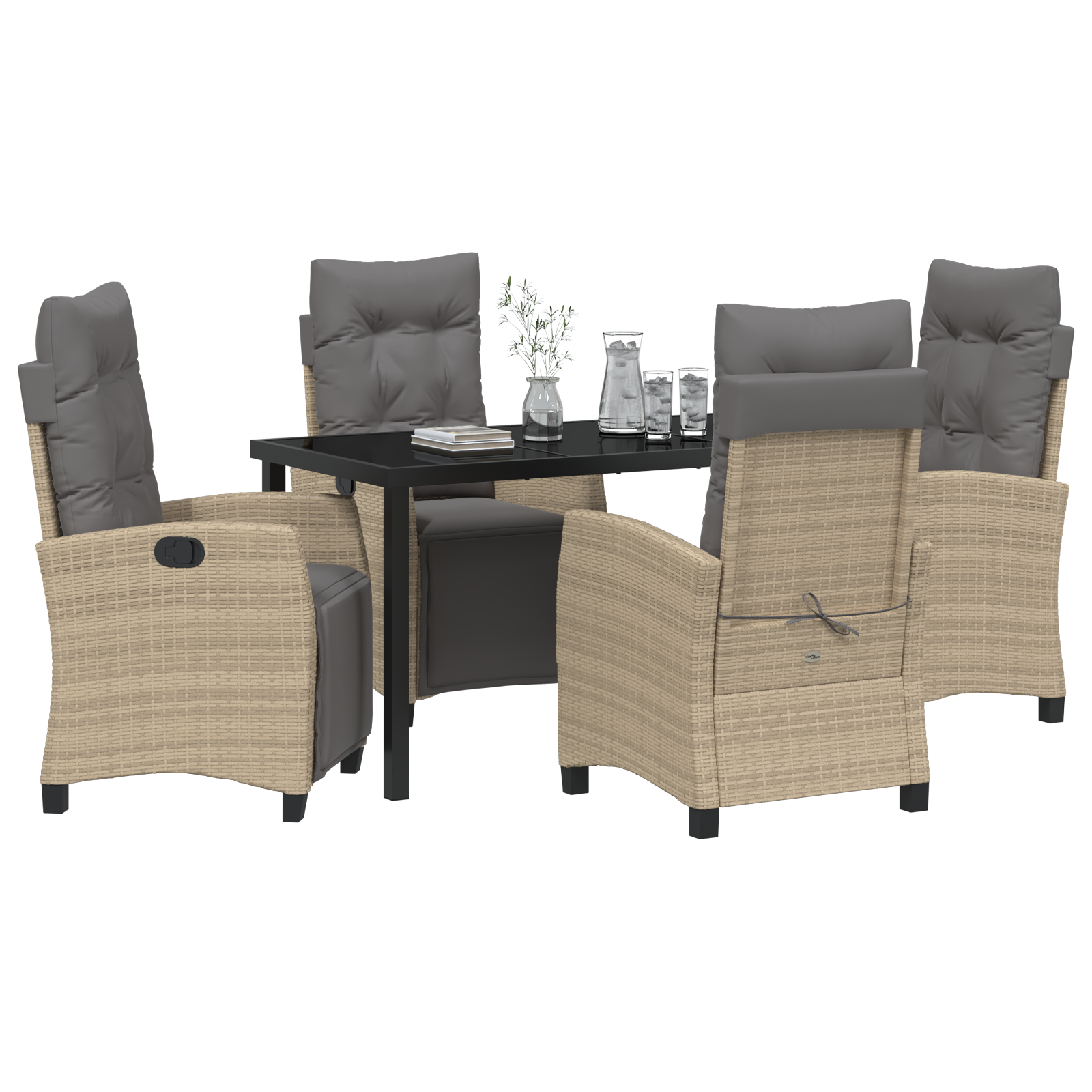 vidaXL 5-delige Tuin Eetset Beige Poly Rattan