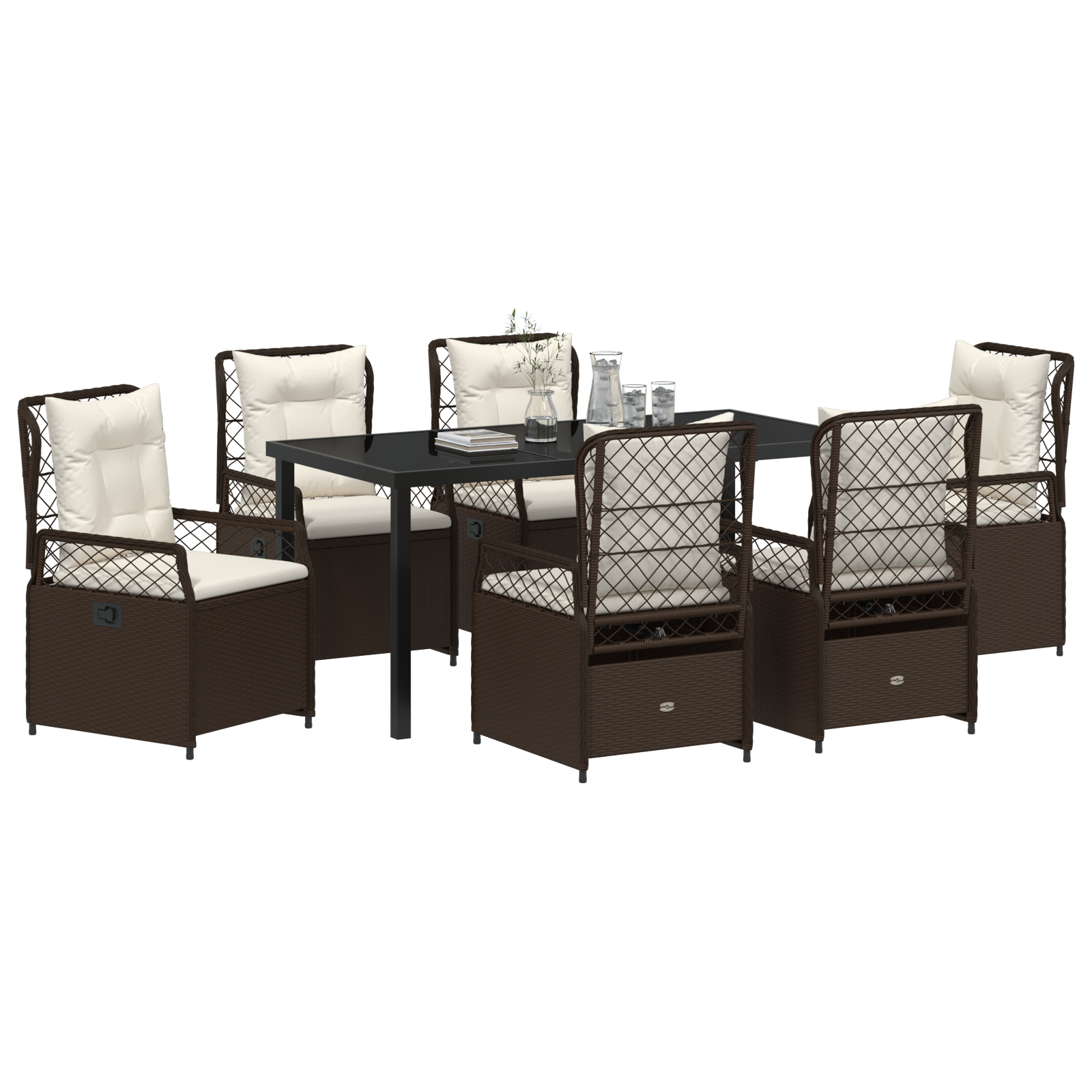 vidaXL 7-delige Tuinset Bruin Poly Rattan