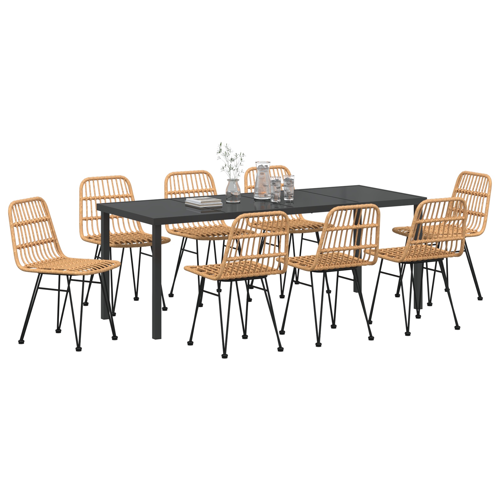 vidaXL 9-delige tuin dinerset bruin poly rattan