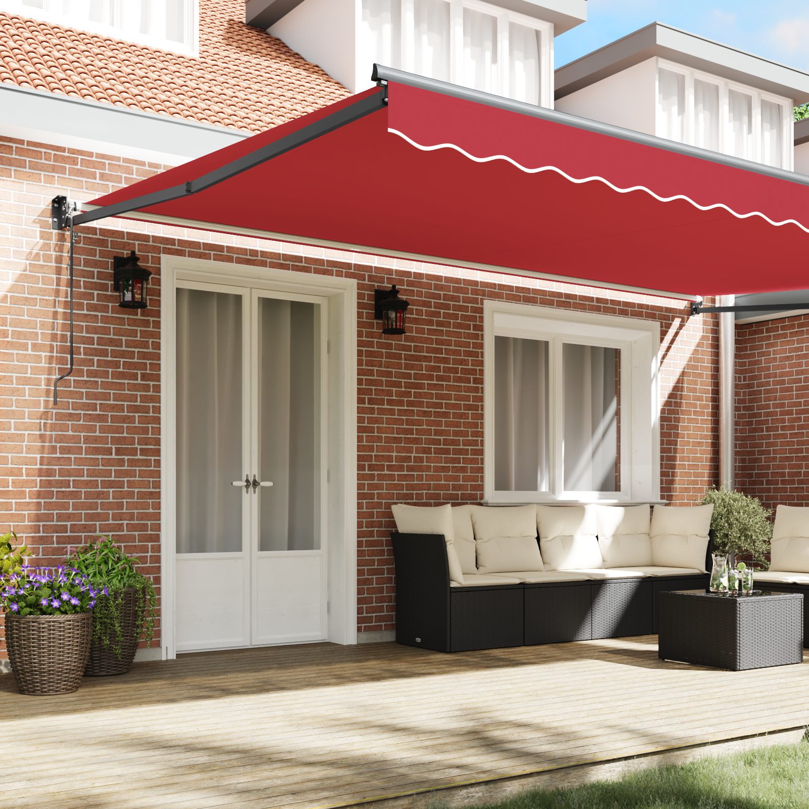 vidaXL Automatische Uittrekbare Markies Rood 500x300 cm