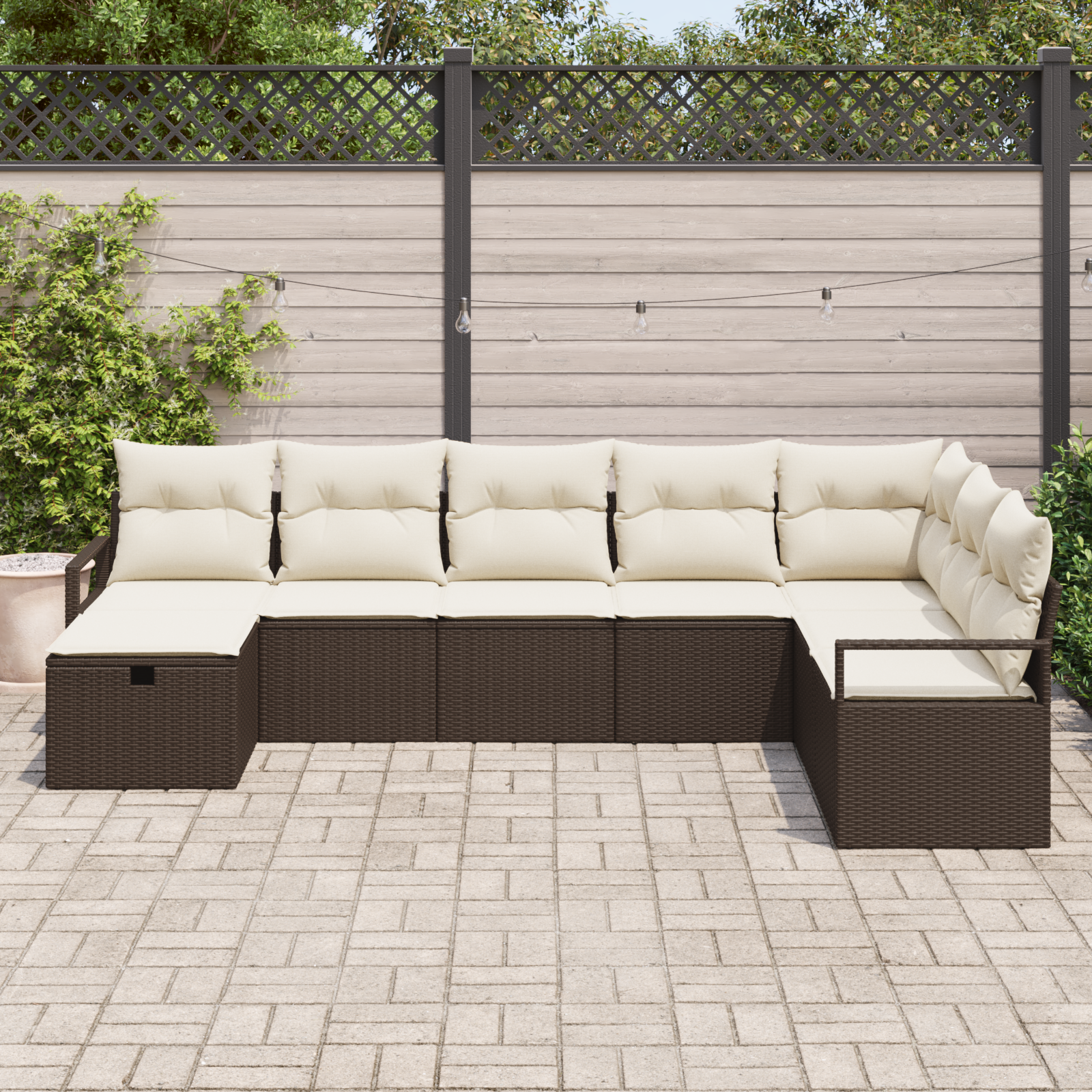 vidaXL 8-delige tuinsofa set met kussens in het bruin van poly rattan