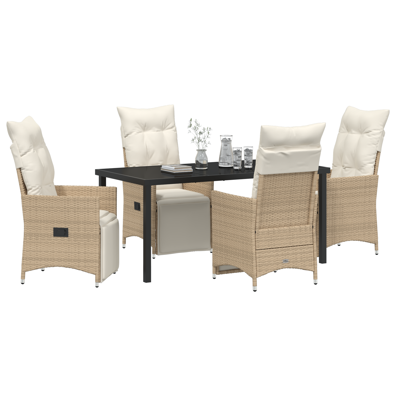vidaXL 5-delige Tuinset met Kussens Beige Poly Rattan