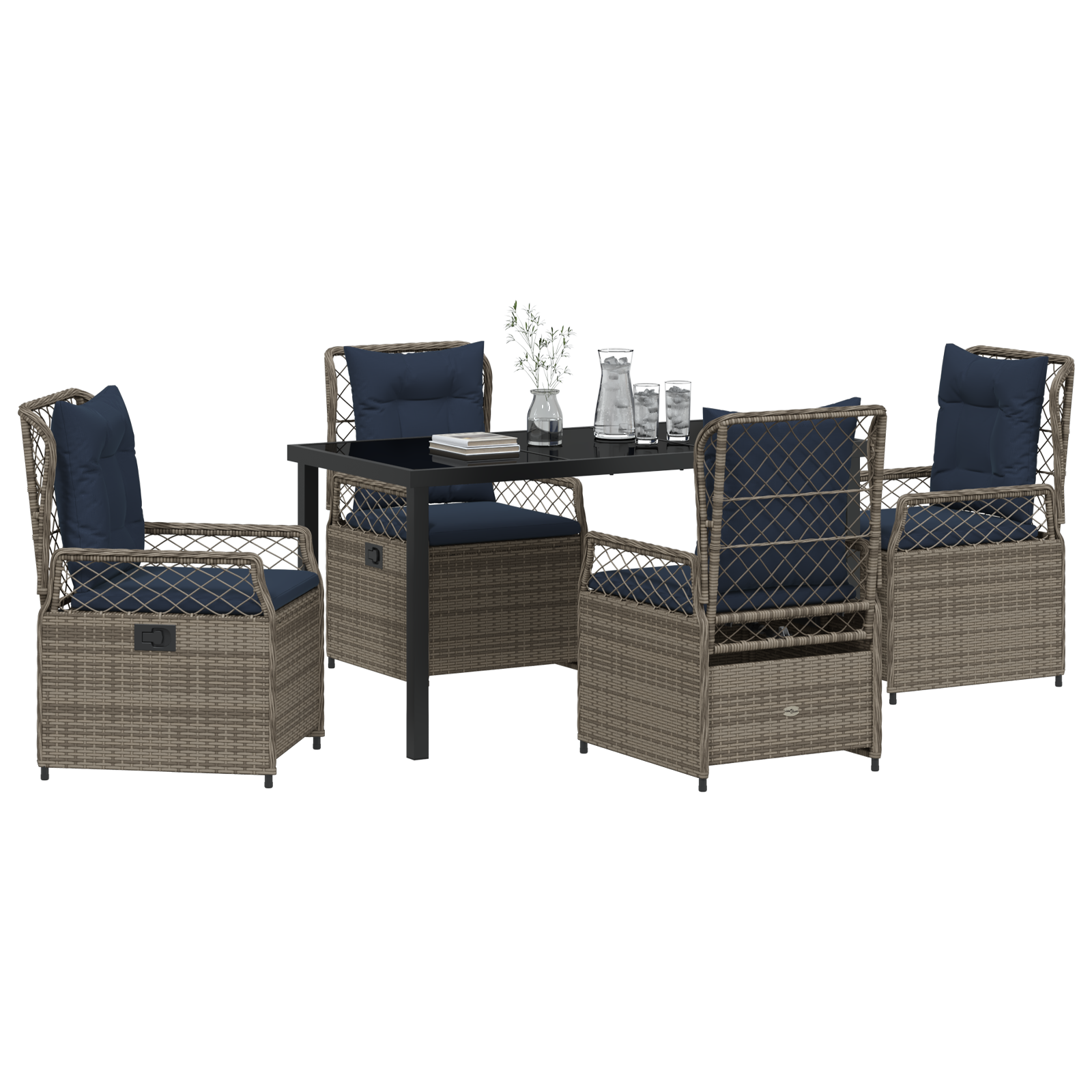 vidaXL 5-delige tuin eetset grijs poly rattan