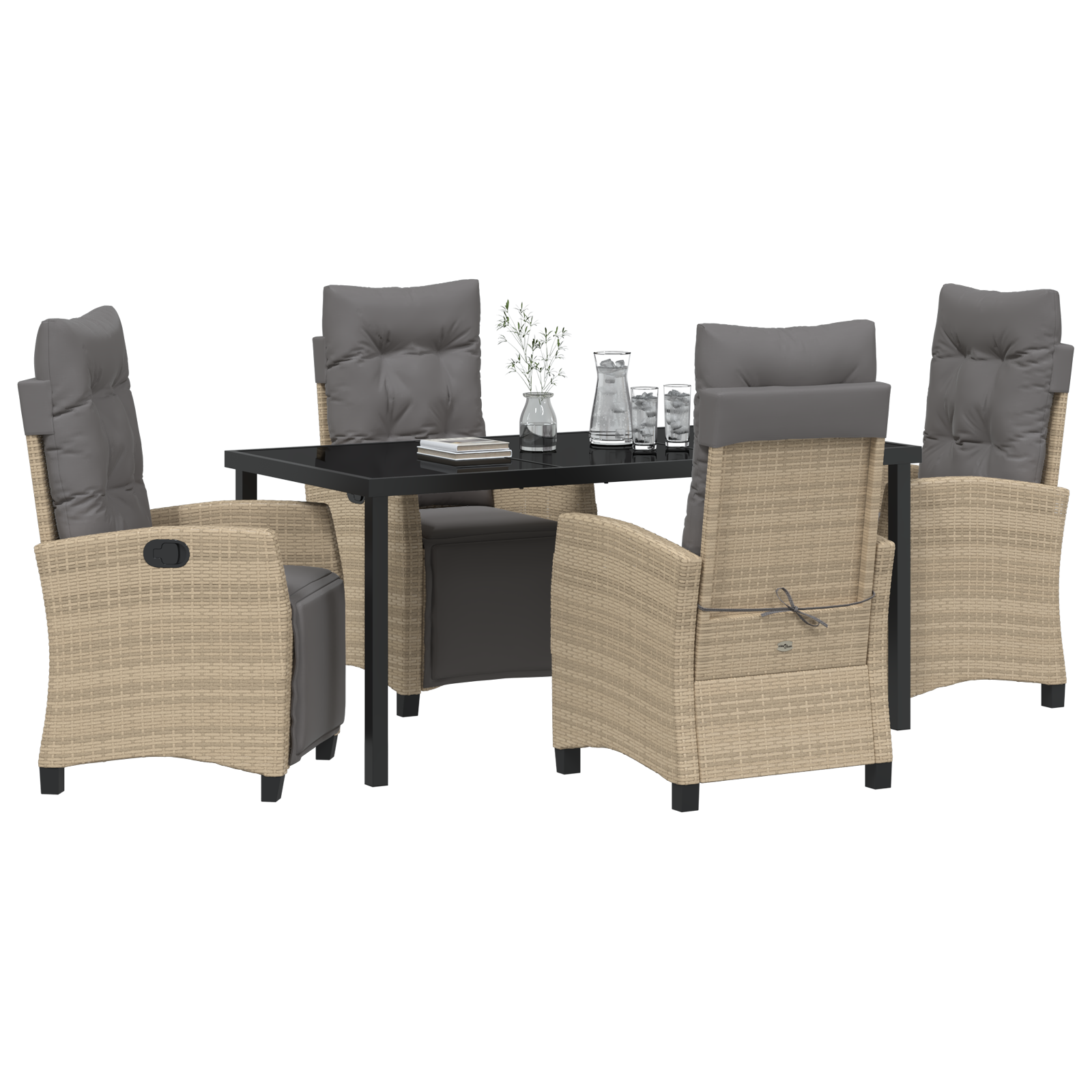 vidaXL 5-delige Tuin Eetset Beige Poly Rattan