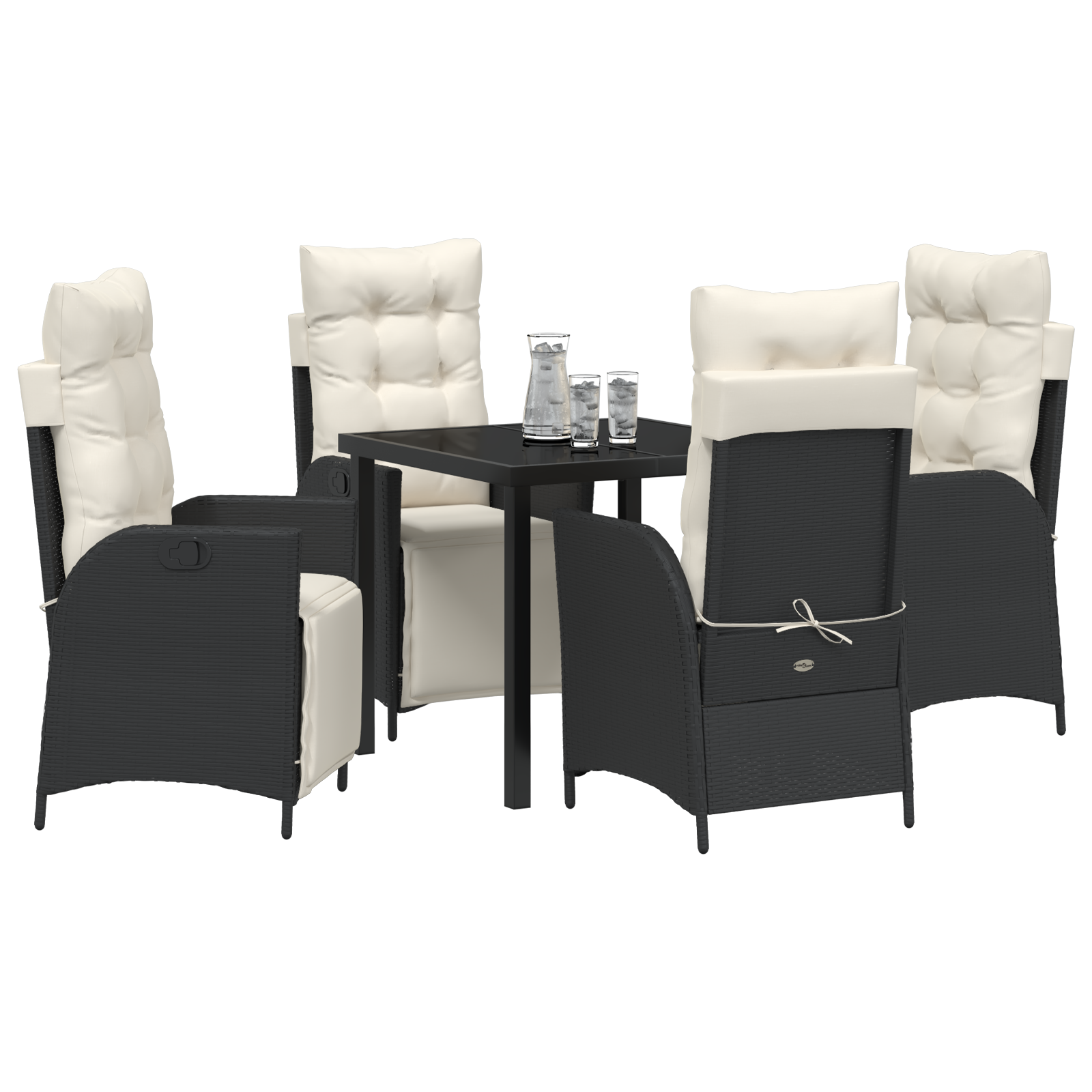 vidaXL 5-delige Tuin Eetset Zwart Poly Rattan