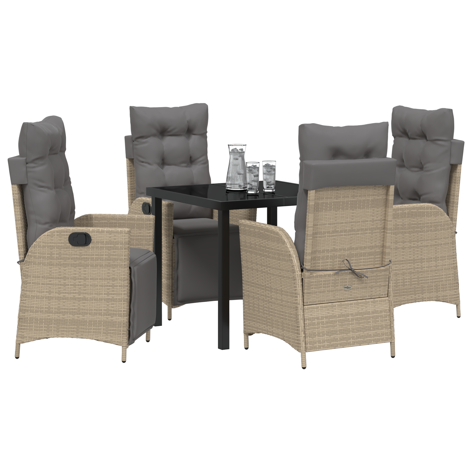 vidaXL 5-delige tuinset Beige Poly Rattan