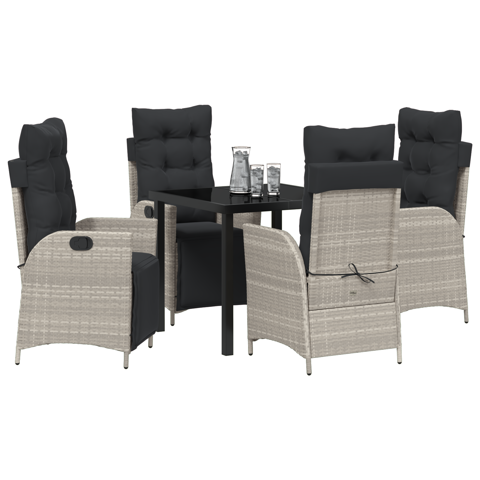 vidaXL 5-delige tuinset Lichtgrijs Poly Rattan