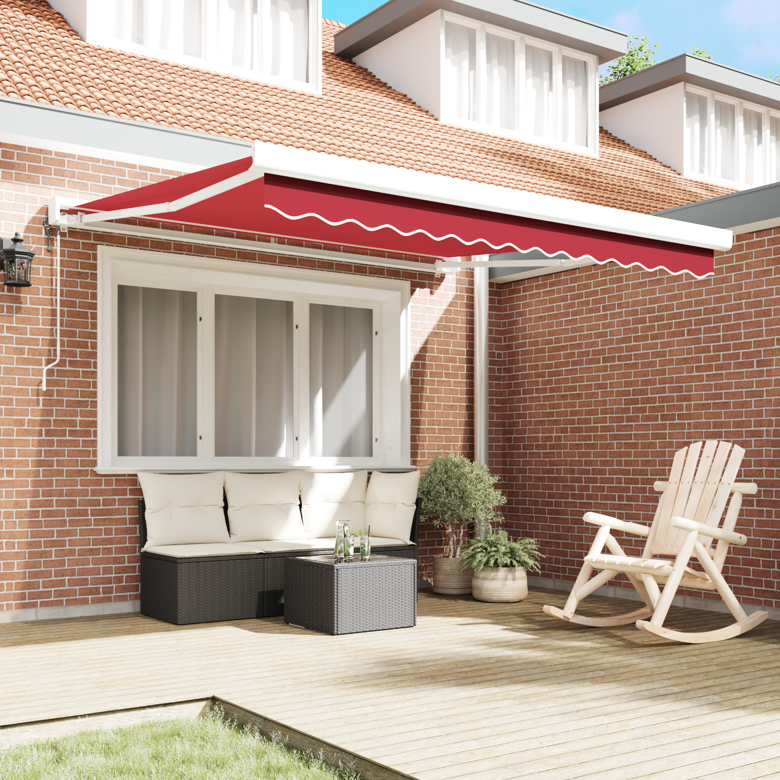 vidaXL Luifel automatisch uitschuifbaar 300x250 cm rood