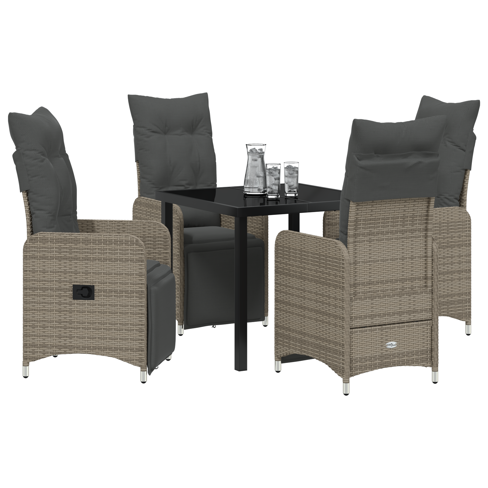 vidaXL 5-delige Tuinset met Kussens van Grijze Poly Rattan