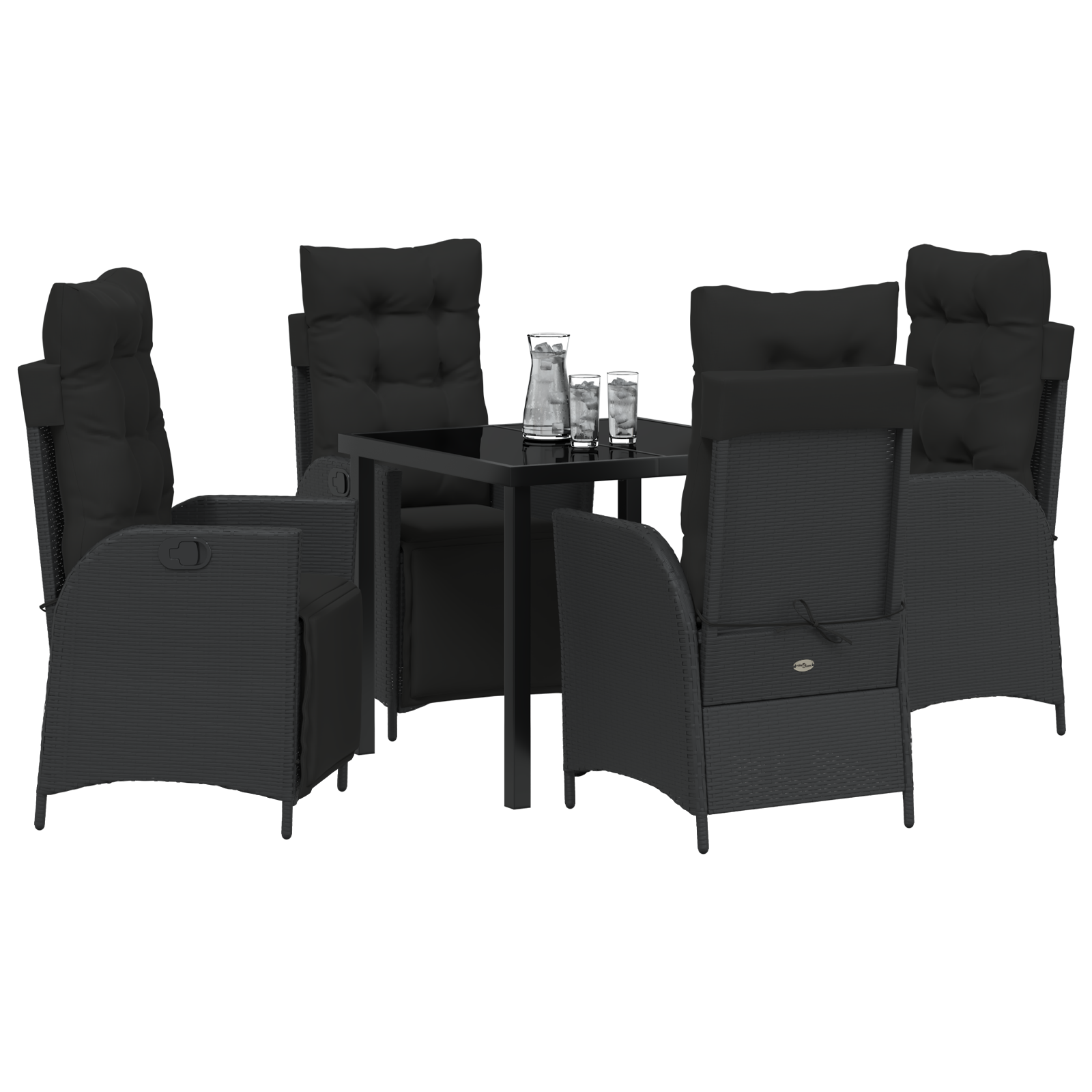 vidaXL 5-delige tuinset zwart poly rattan