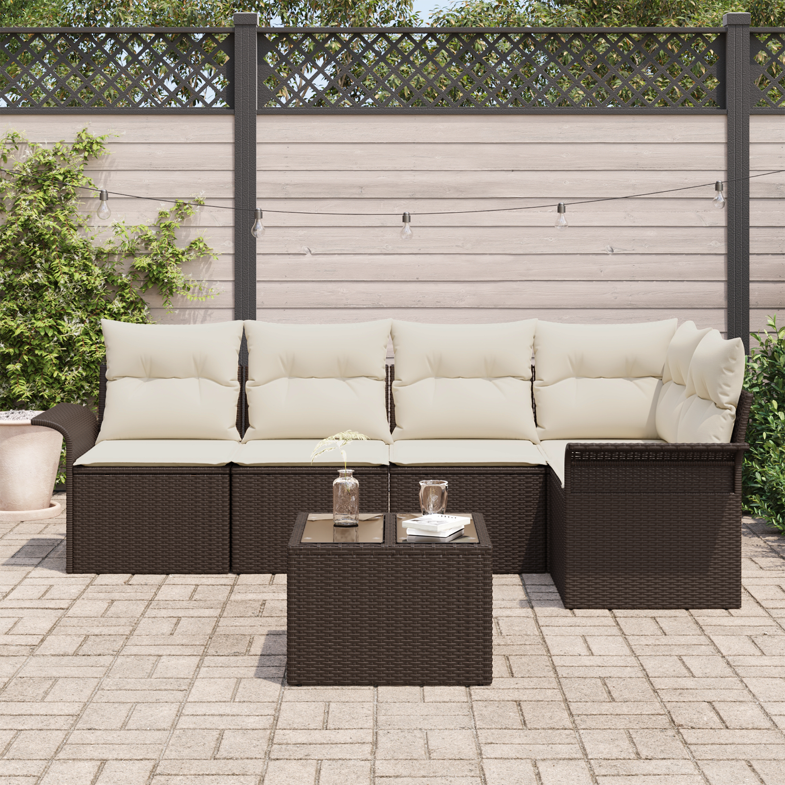 vidaXL 5-Delige Tuin Sofa Set met Kussens Grijs Poly Rattan